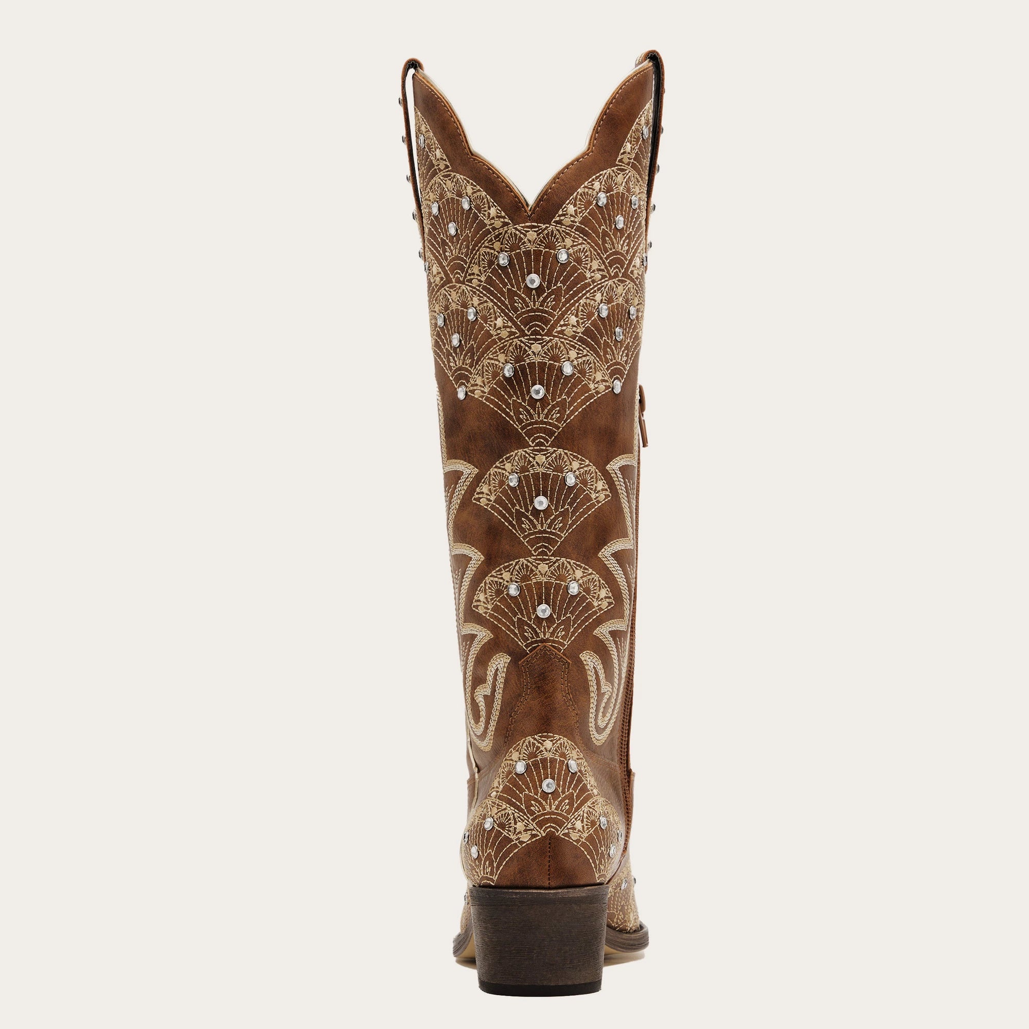 The Swenney - Brown Embroidered Cowgirl Boots with Rhinestone Detailing