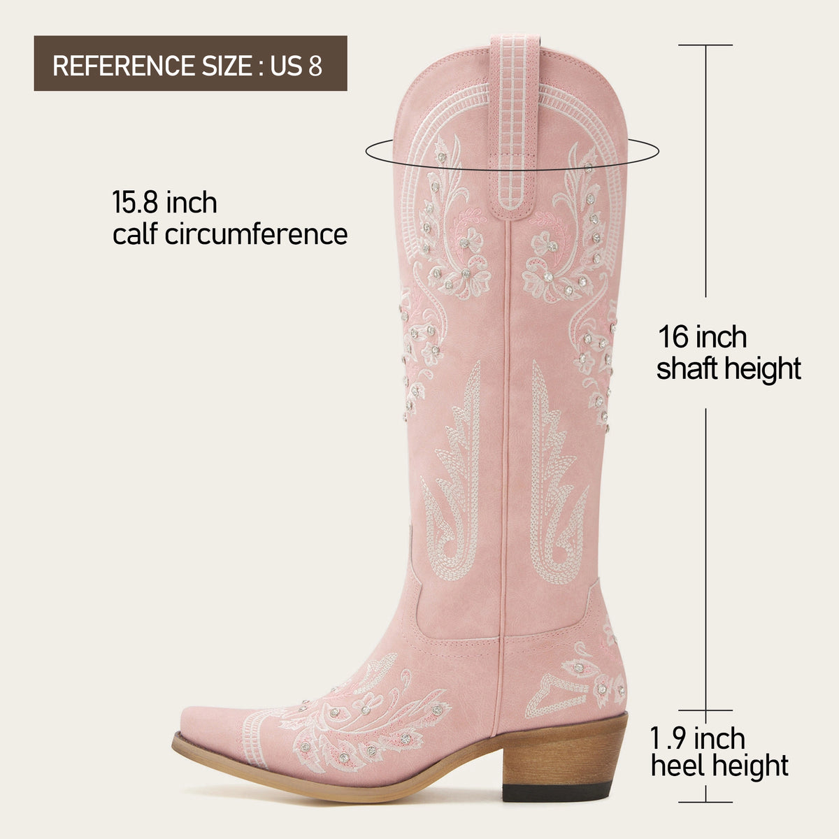 The Aurelia - Blush Pink Floral Embroidered Rhinestone Snip Toe Cowgirl Boots