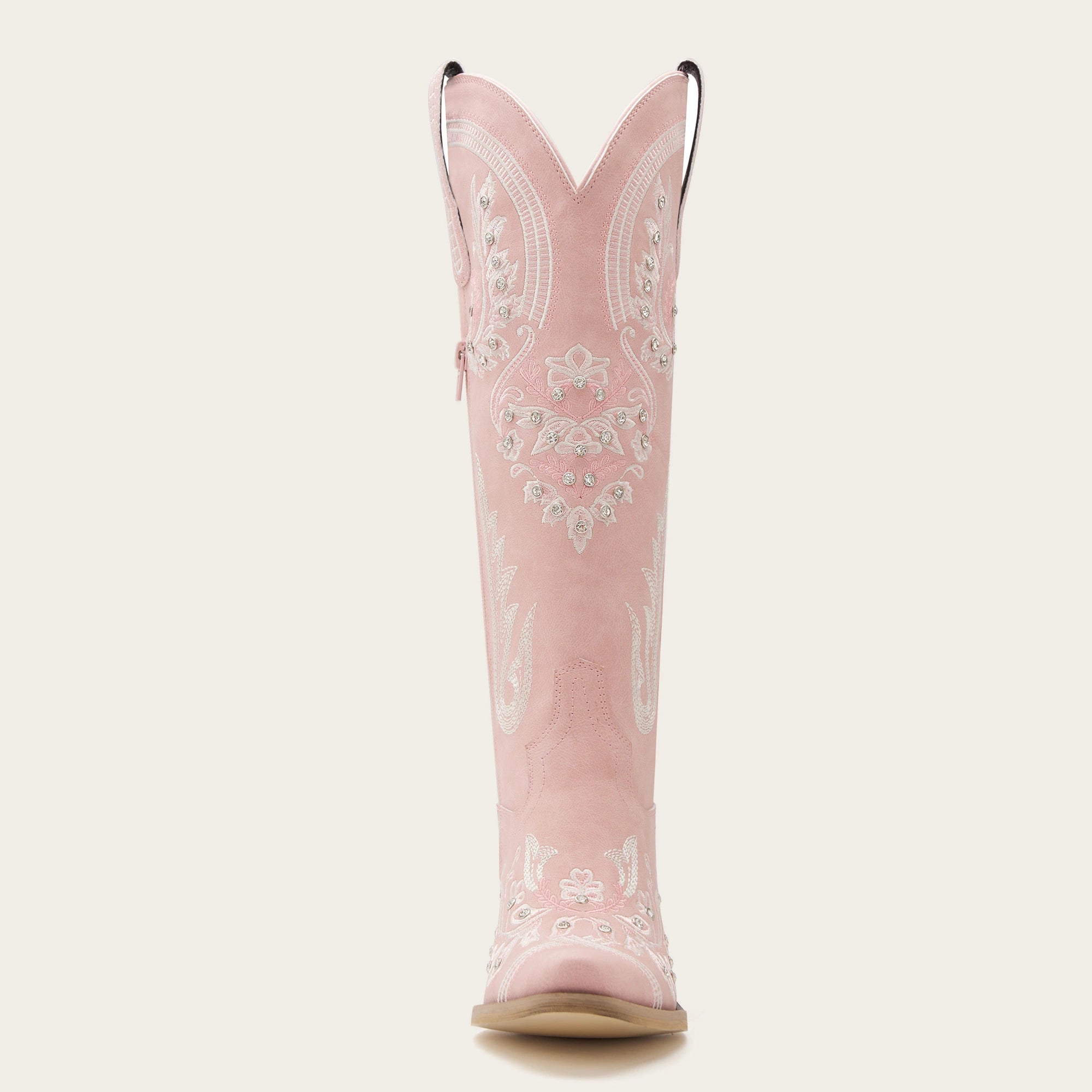 The Aurelia - Sparkle Western Boots in Pink Embroidered & Rhinestone