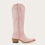 The Aurelia - Sparkle Western Boots in Pink Embroidered & Rhinestone