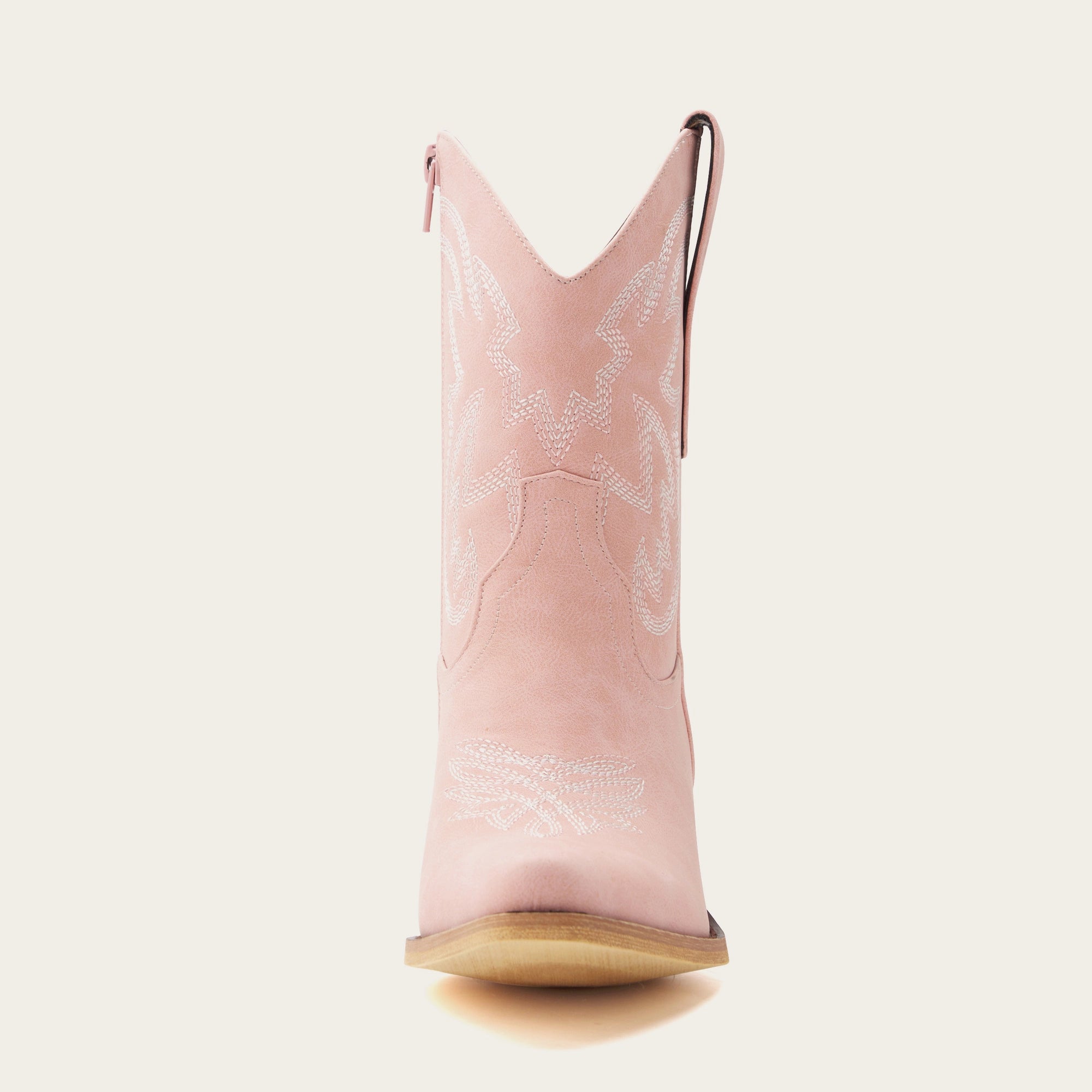 The Rosie - Snip Toe Pink Cowgirl Booties Embroidery Side Zipper