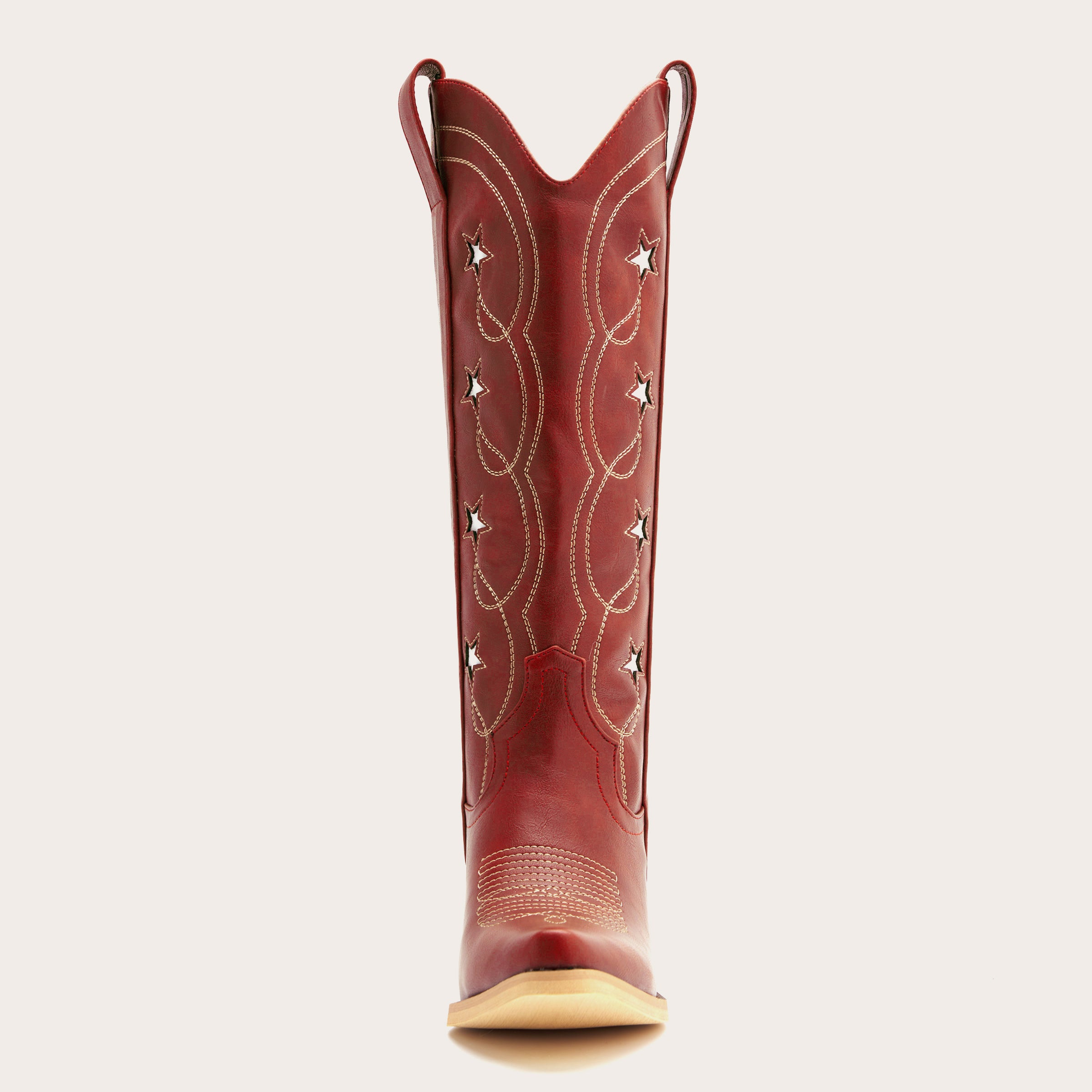 The Stella - Red Starry Embroidered Cowgirl Boots with Bold Detailing