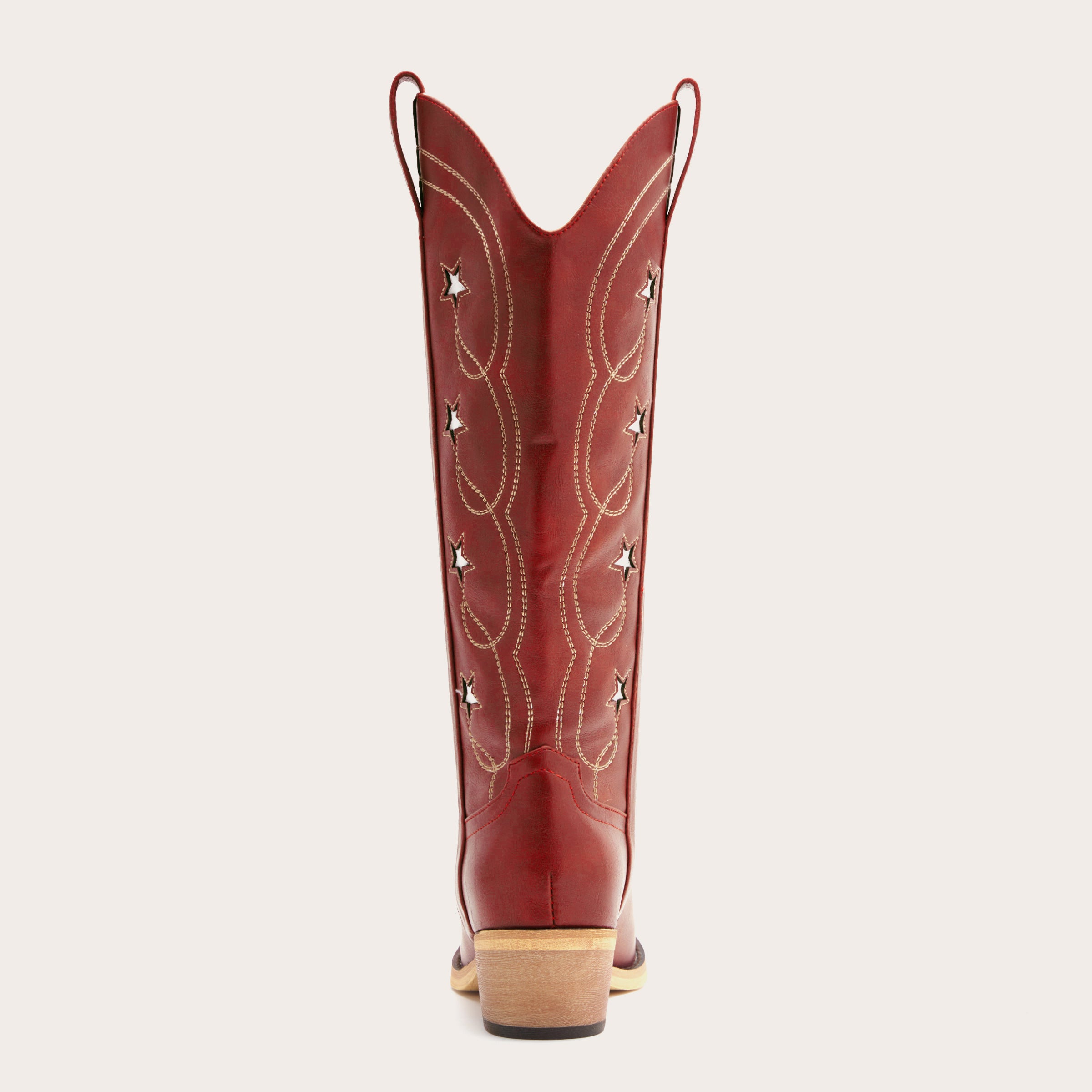 The Stella - Red Starry Embroidered Cowgirl Boots with Bold Detailing