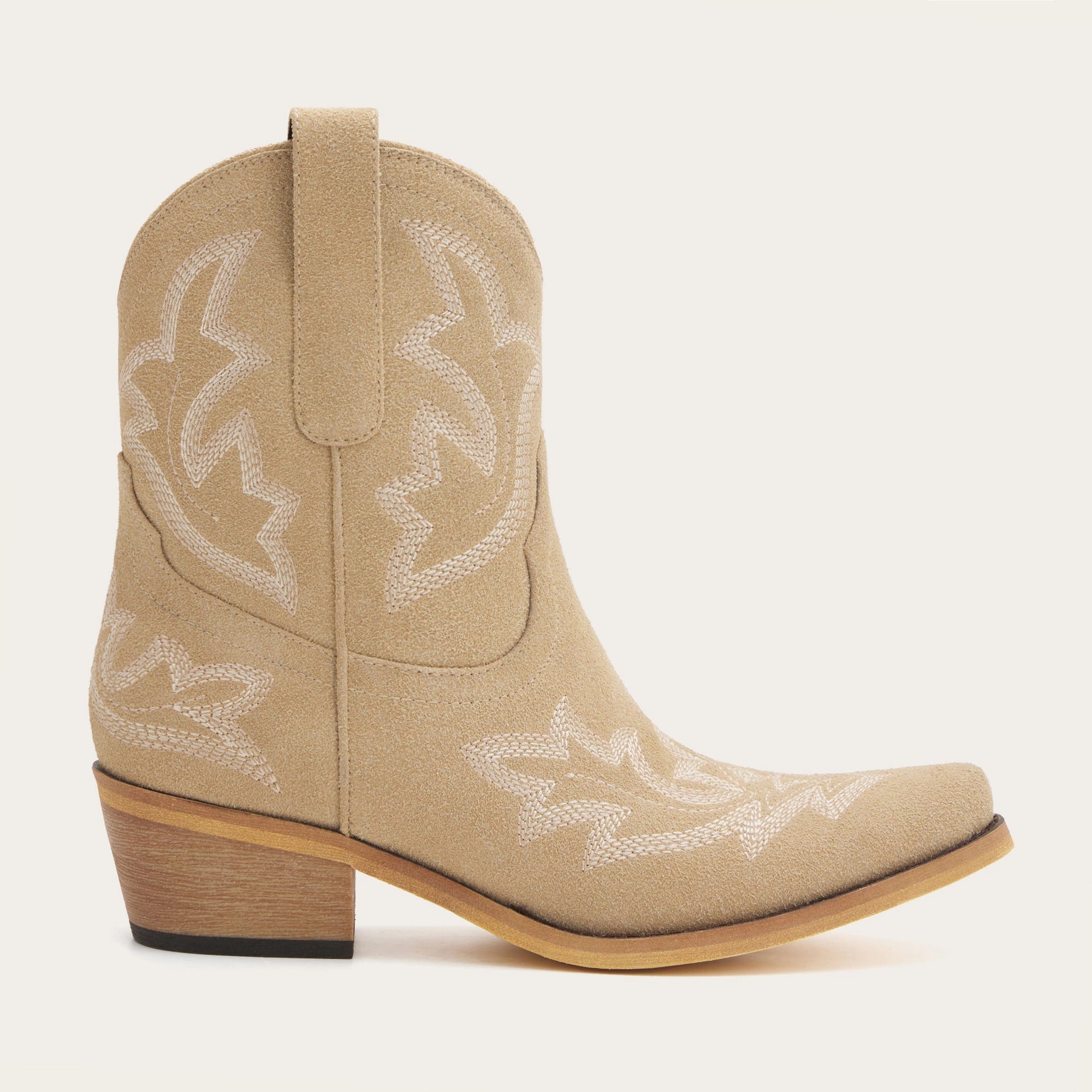The Dakota - Beige Suede Cowgirl Booties with Classic Western Charm