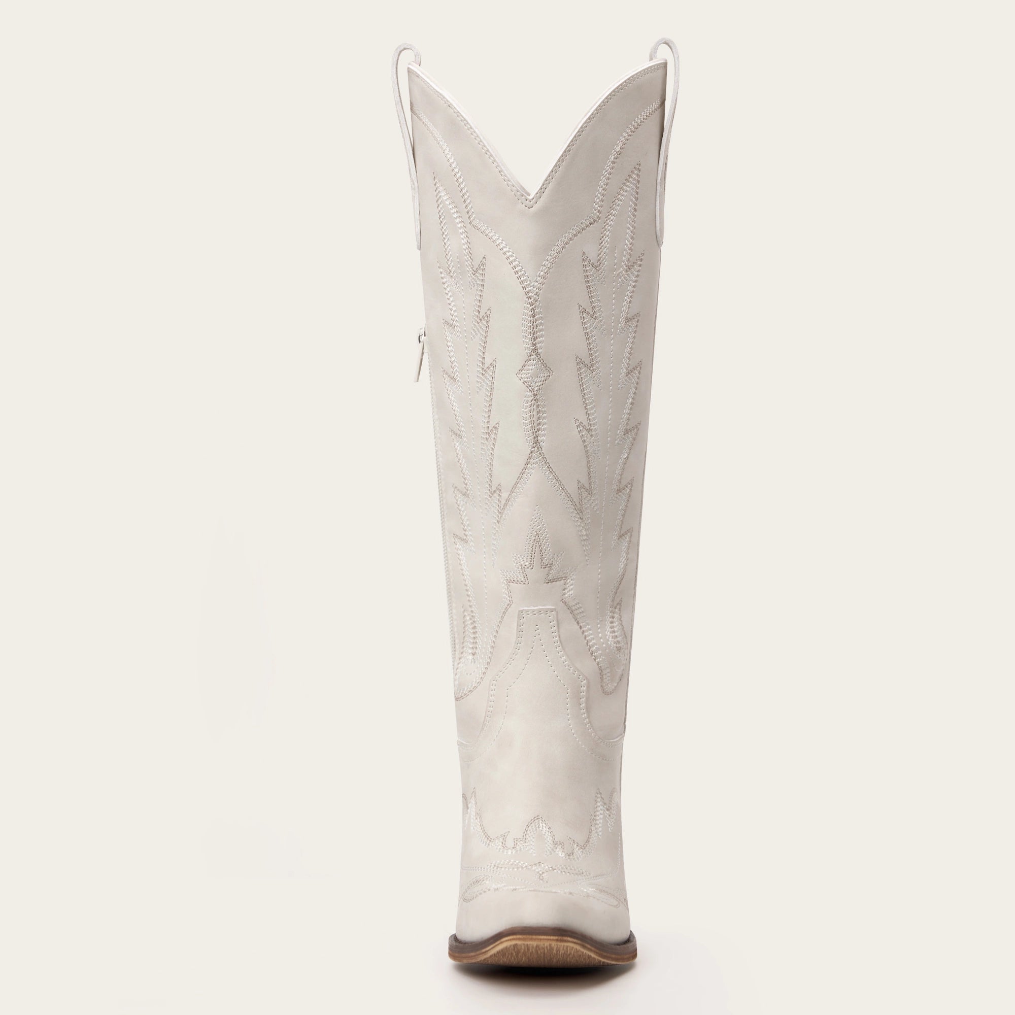 The Rosemary - Cream Classic Tall Cowgirl Boots with Embroidery