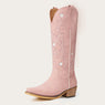 The Hallie – Pink Heart Cutouts Embroidered Western Cowgirl Boots