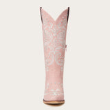 The Missie – Pink Embroidered Cowgirl Boots with Pearls and Elegant Western Flair