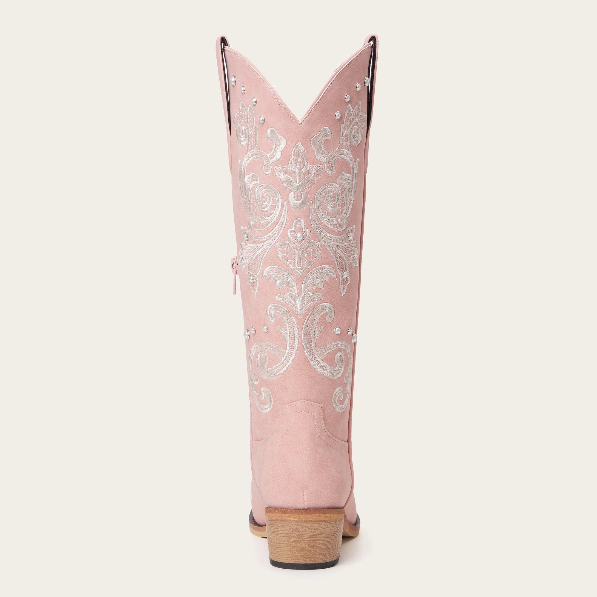 The Missie – Rose Pink Embroidered Cowgirl Boots with Pearls and Elegant Western Flair