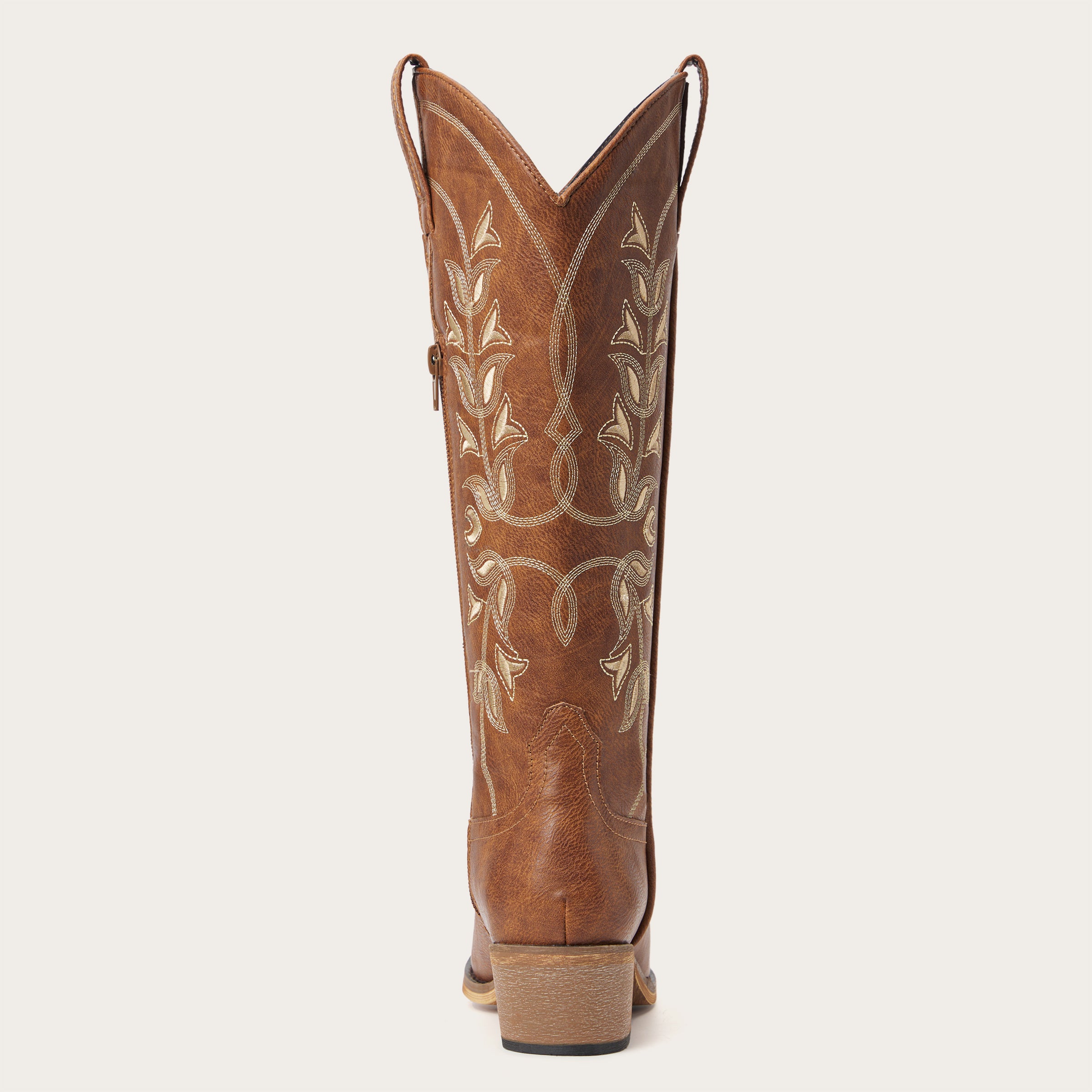 The Belle - Brown Cowgirl Boots Snip Toe with Blue Floral Embroidery