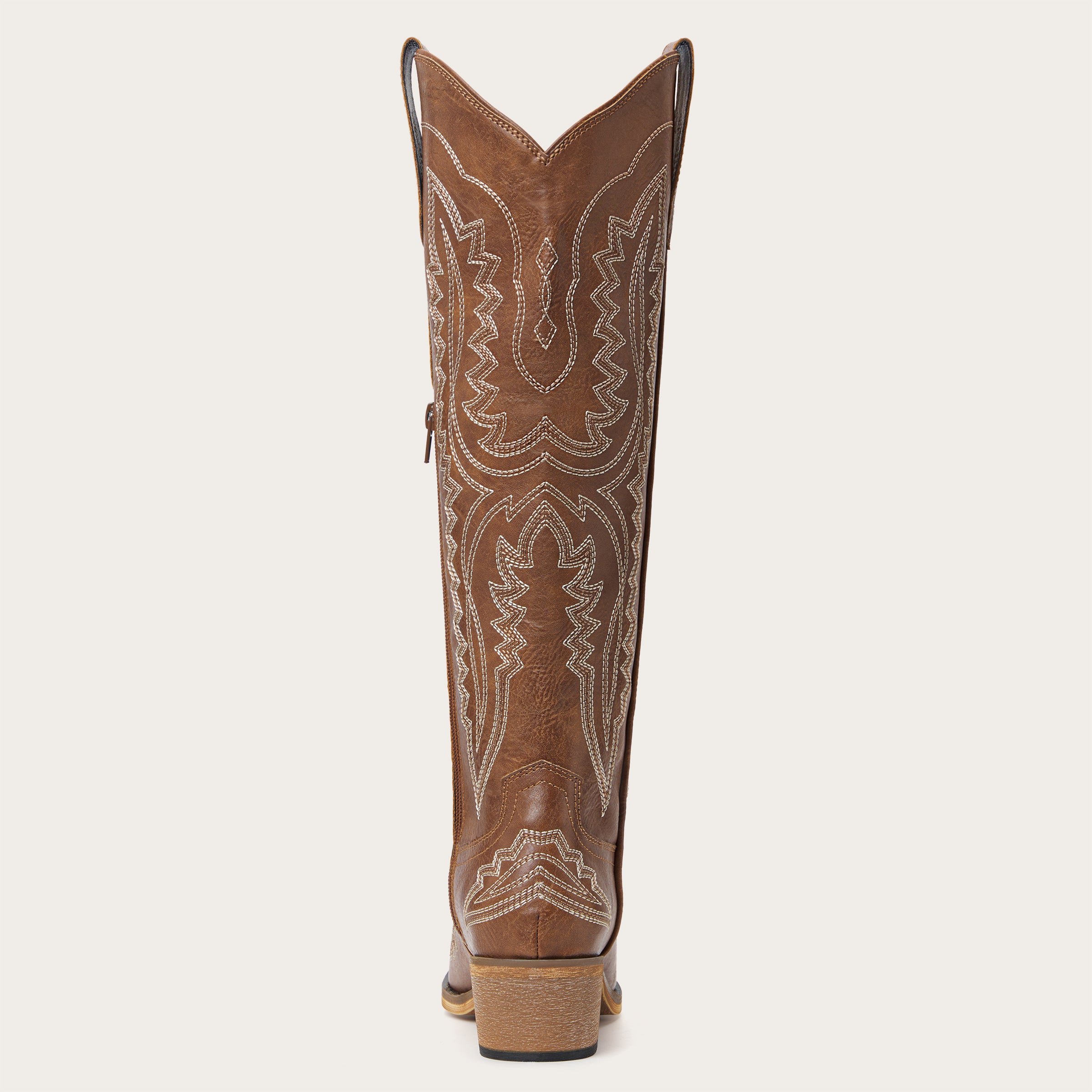 The Josie – Classic Chestnut Tall Cowboy Boots with Contrast Stitching