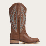 The Sierra – Chestnut Brown Cowgirl Boots with Turquoise & Cream Stitch Detailing