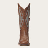 The Sierra – Chestnut Brown Cowgirl Boots with Turquoise & Cream Stitch Detailing