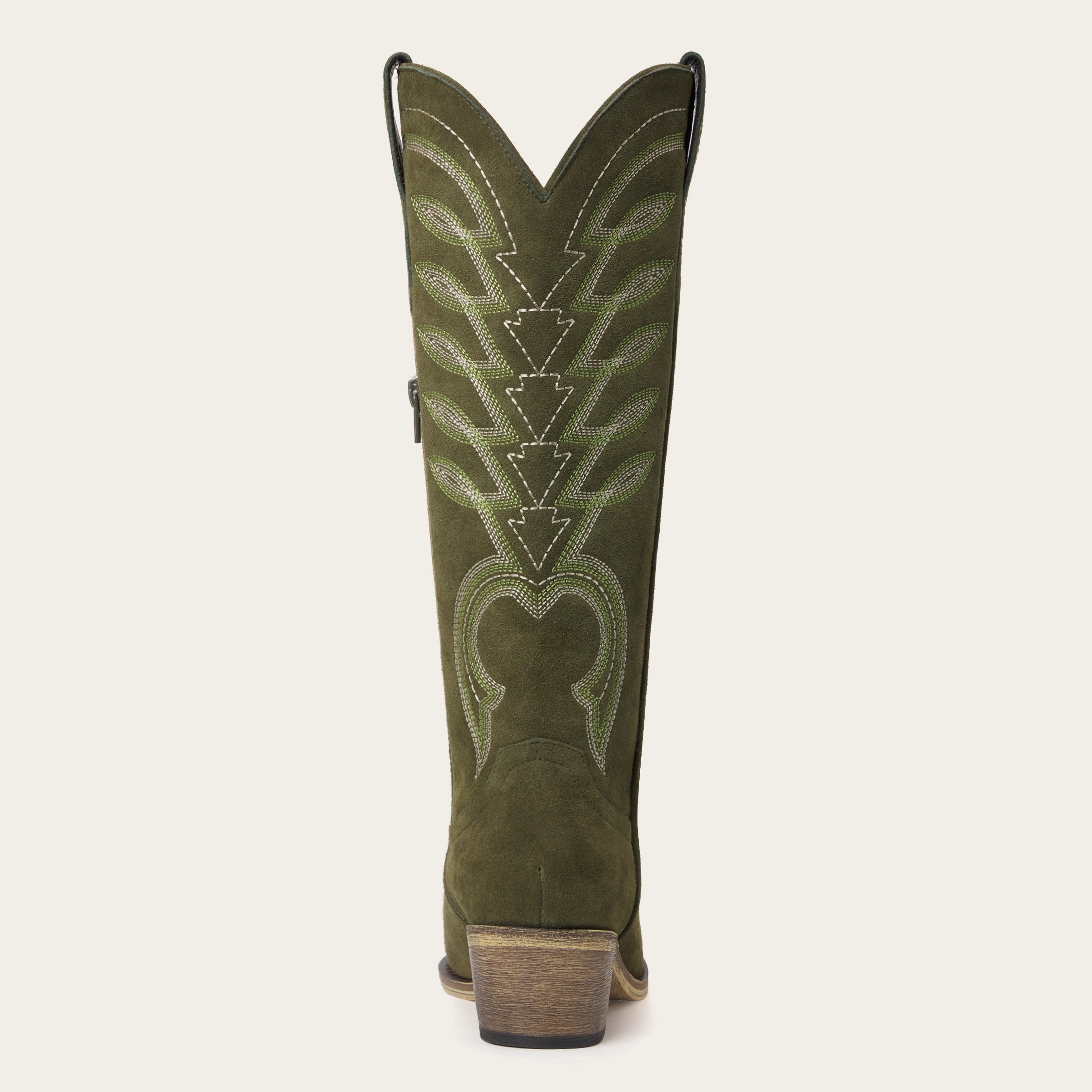 The Mojave – Olive Green Suede Cowgirl Boots with Classic Western Stitching