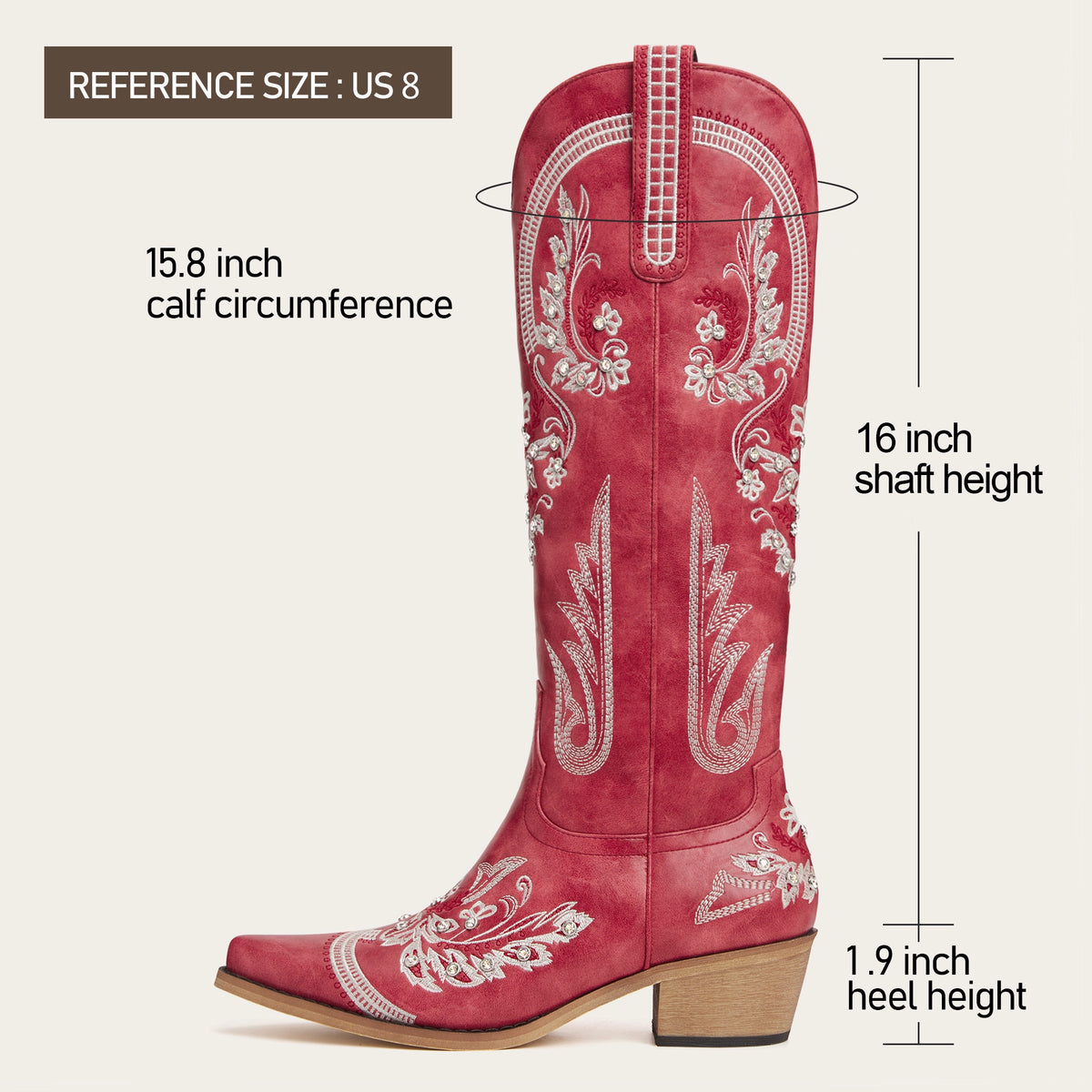 The Aurelia - Crimson Blaze Floral Embroidered Rhinestone Snip Toe Cowgirl Boots