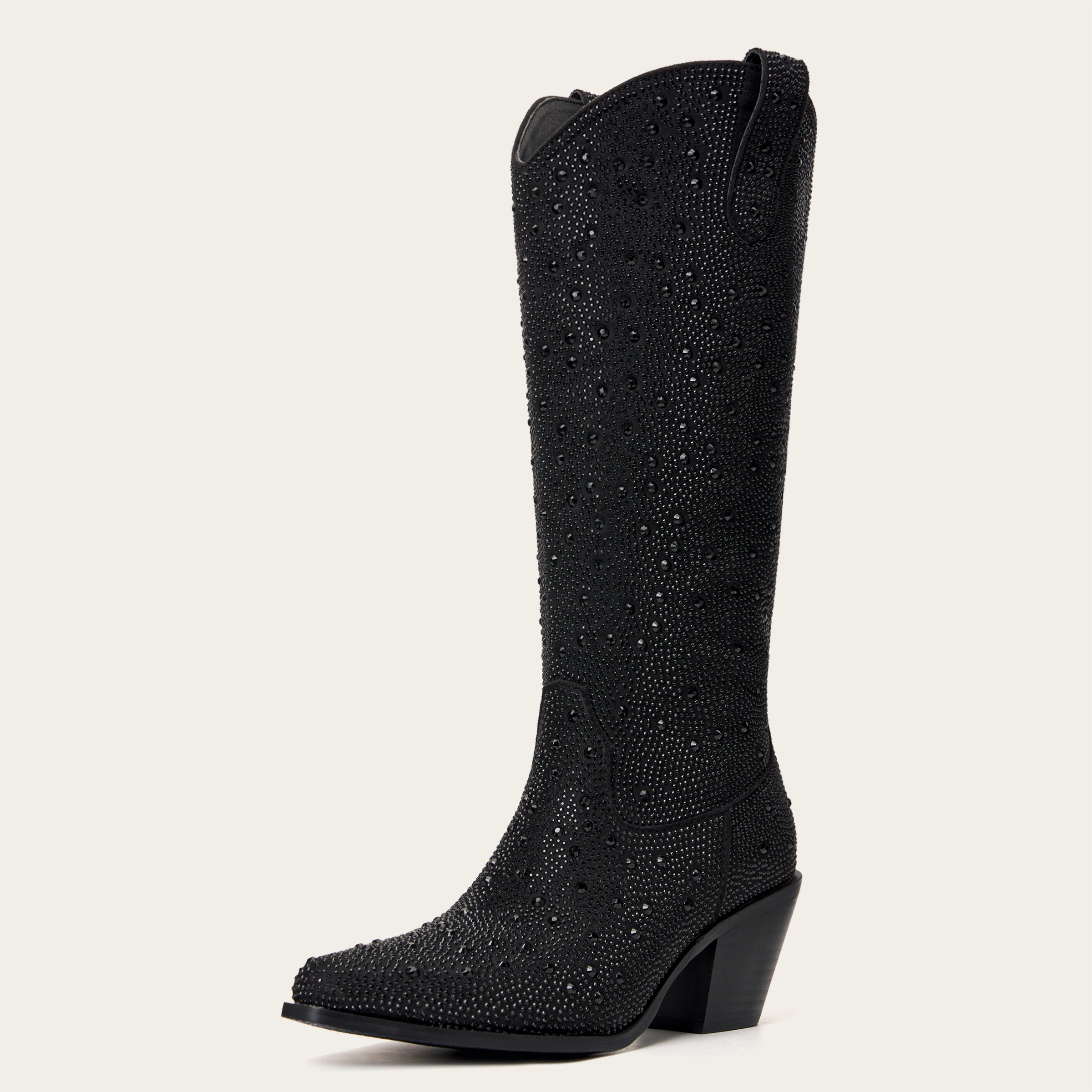 The Stardust - Crystal Covered Black Tall Cowgirl Boots