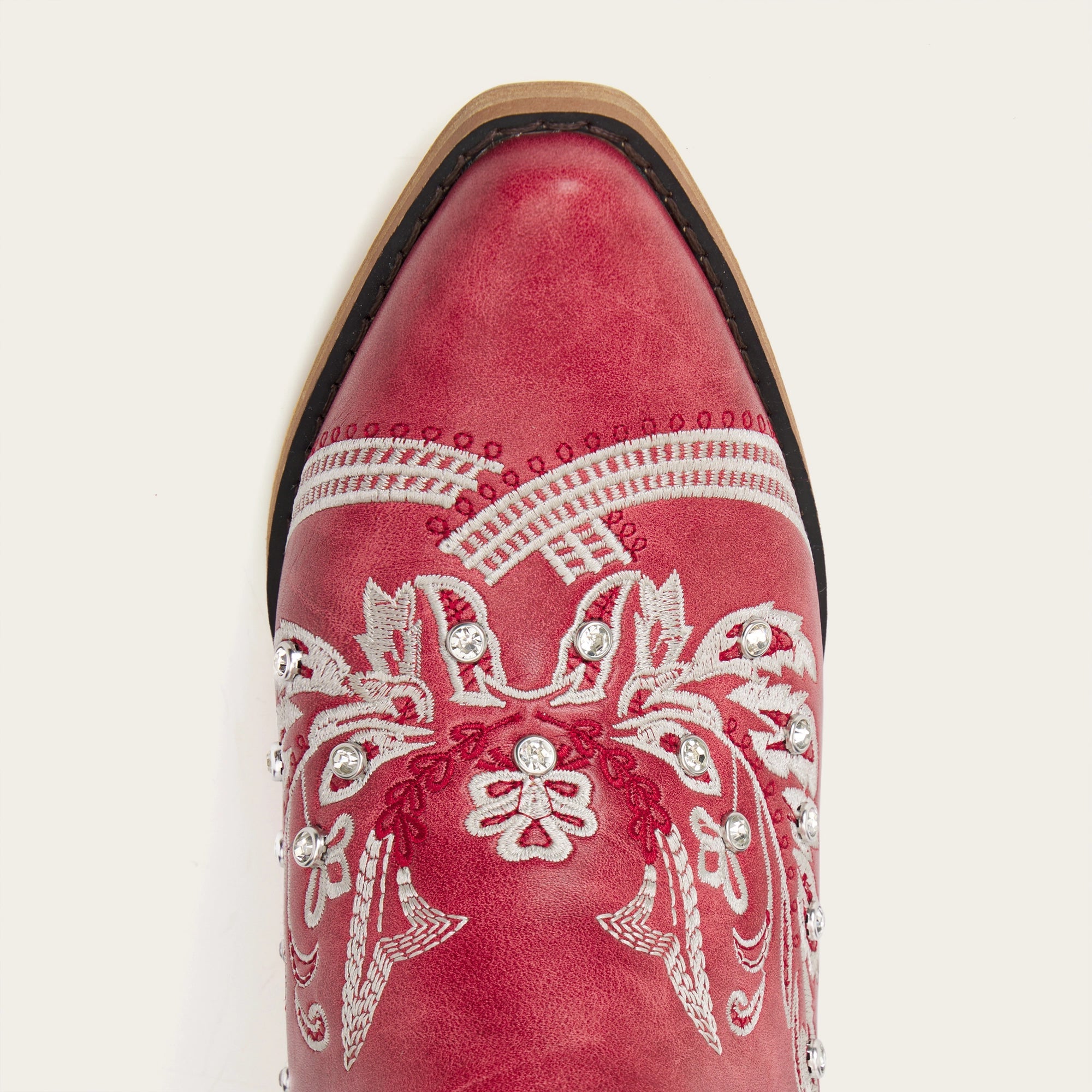 The Aurelia - Sparkle Western Boots in Cherry Red Embroidered & Rhinestone