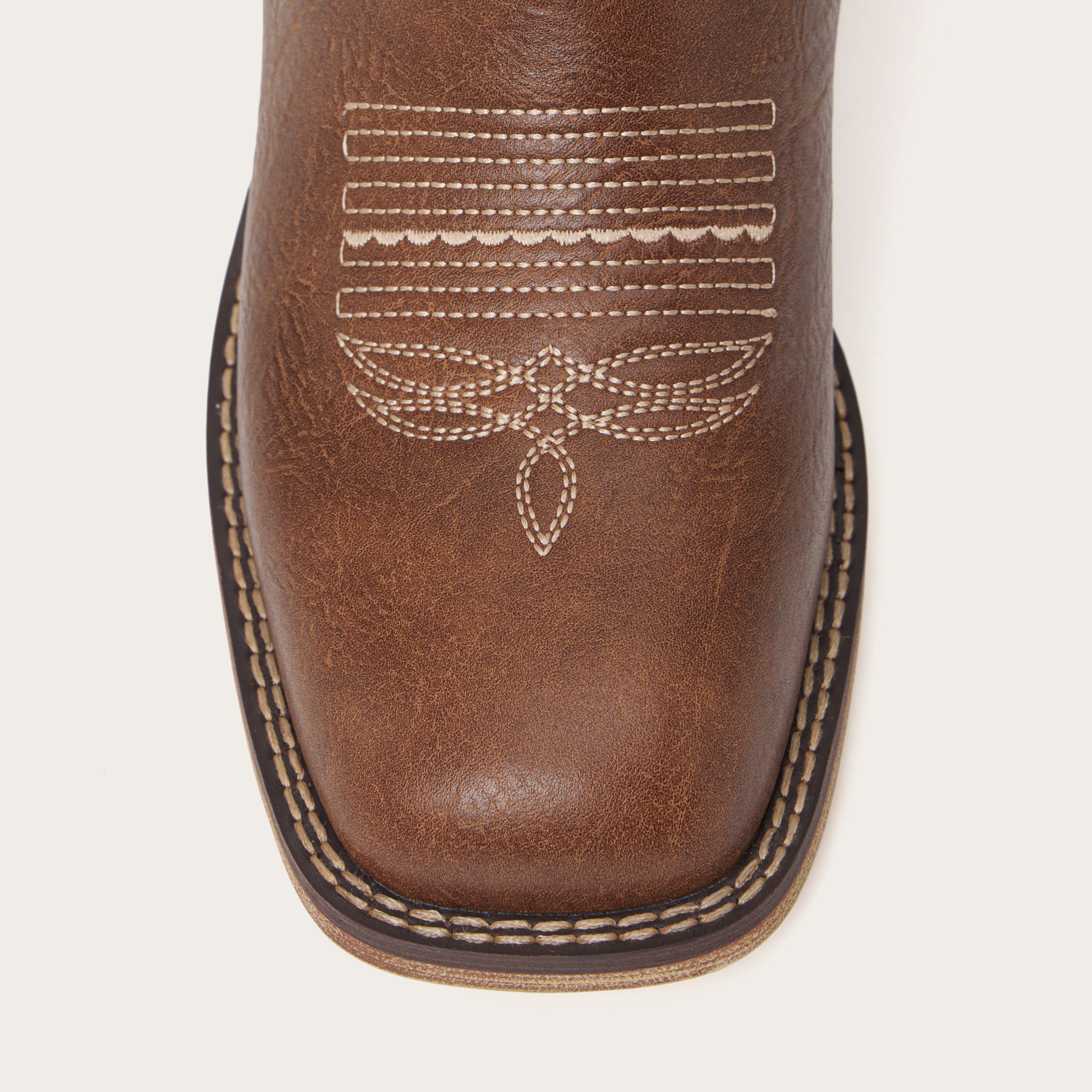 The Sierra – Chestnut Brown Cowgirl Boots with Turquoise & Cream Stitch Detailing