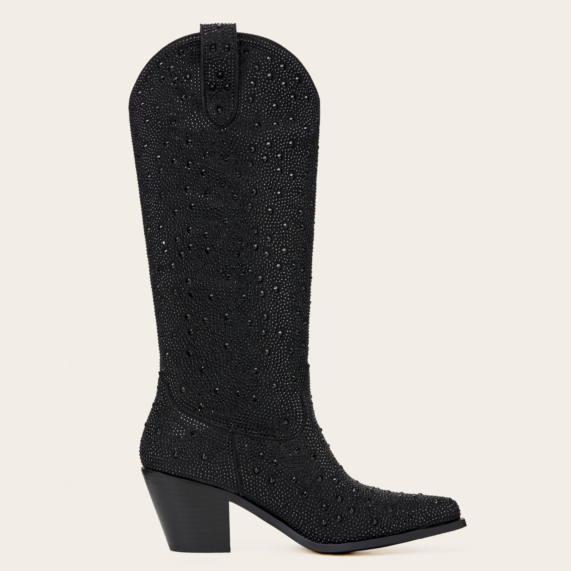 The Stardust – Crystal-Covered Black Tall Cowgirl Boots