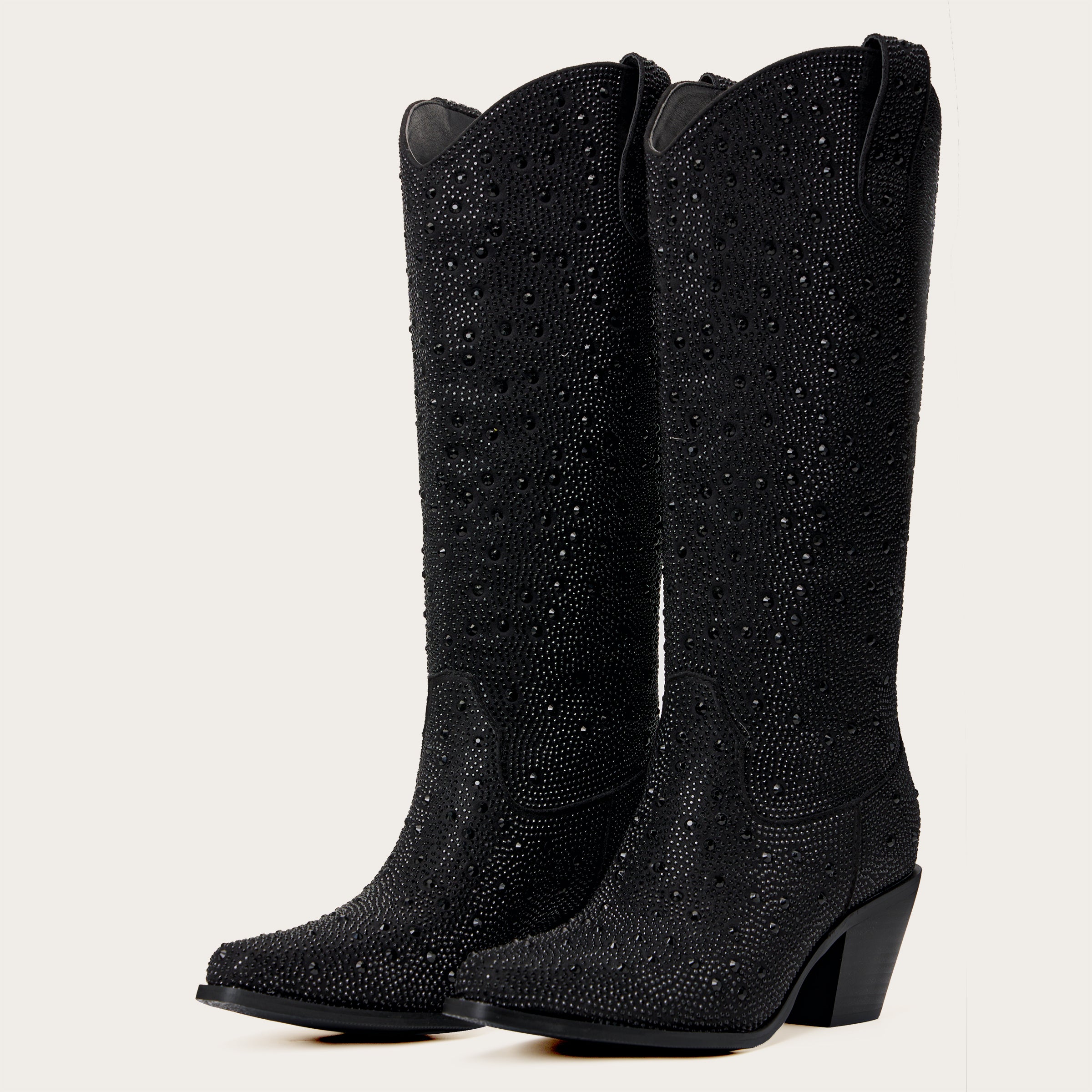 The Stardust – Crystal-Covered Black Tall Cowgirl Boots