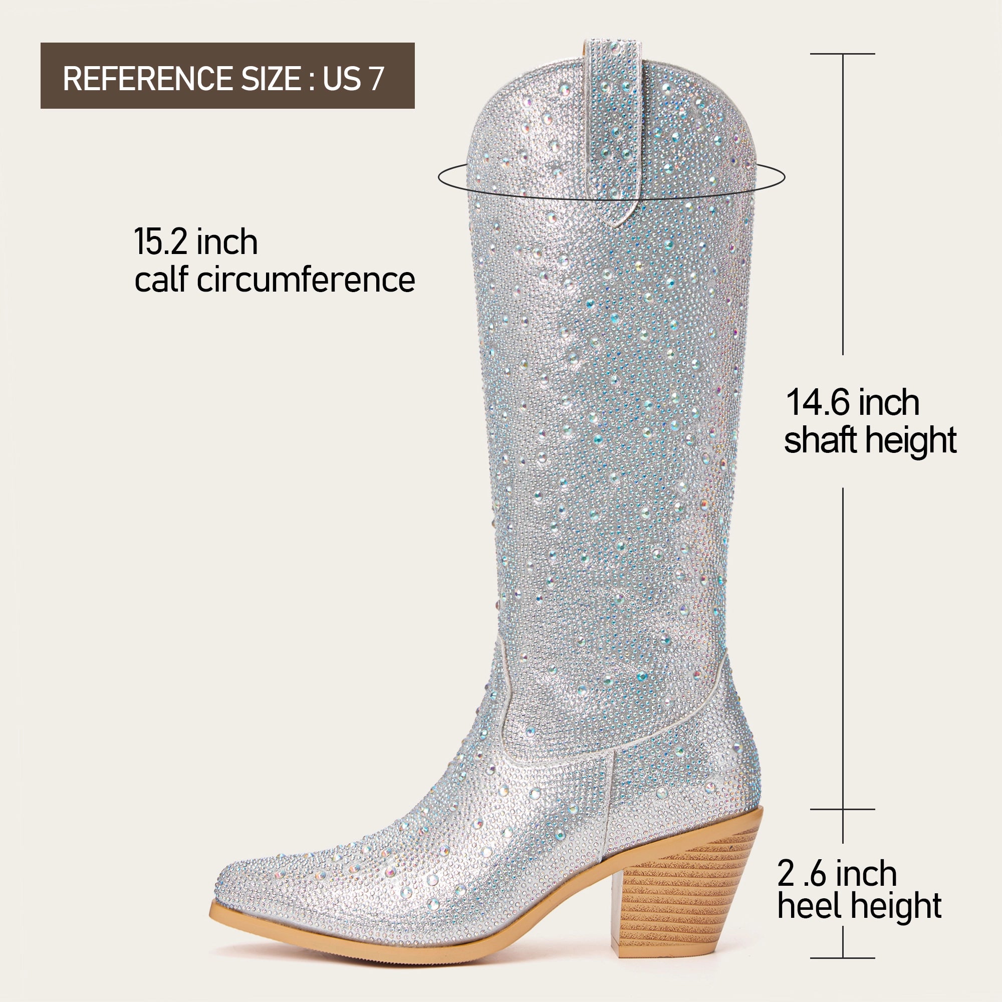 The Stardust - Crystal Covered Silver Tall Cowgirl Boots