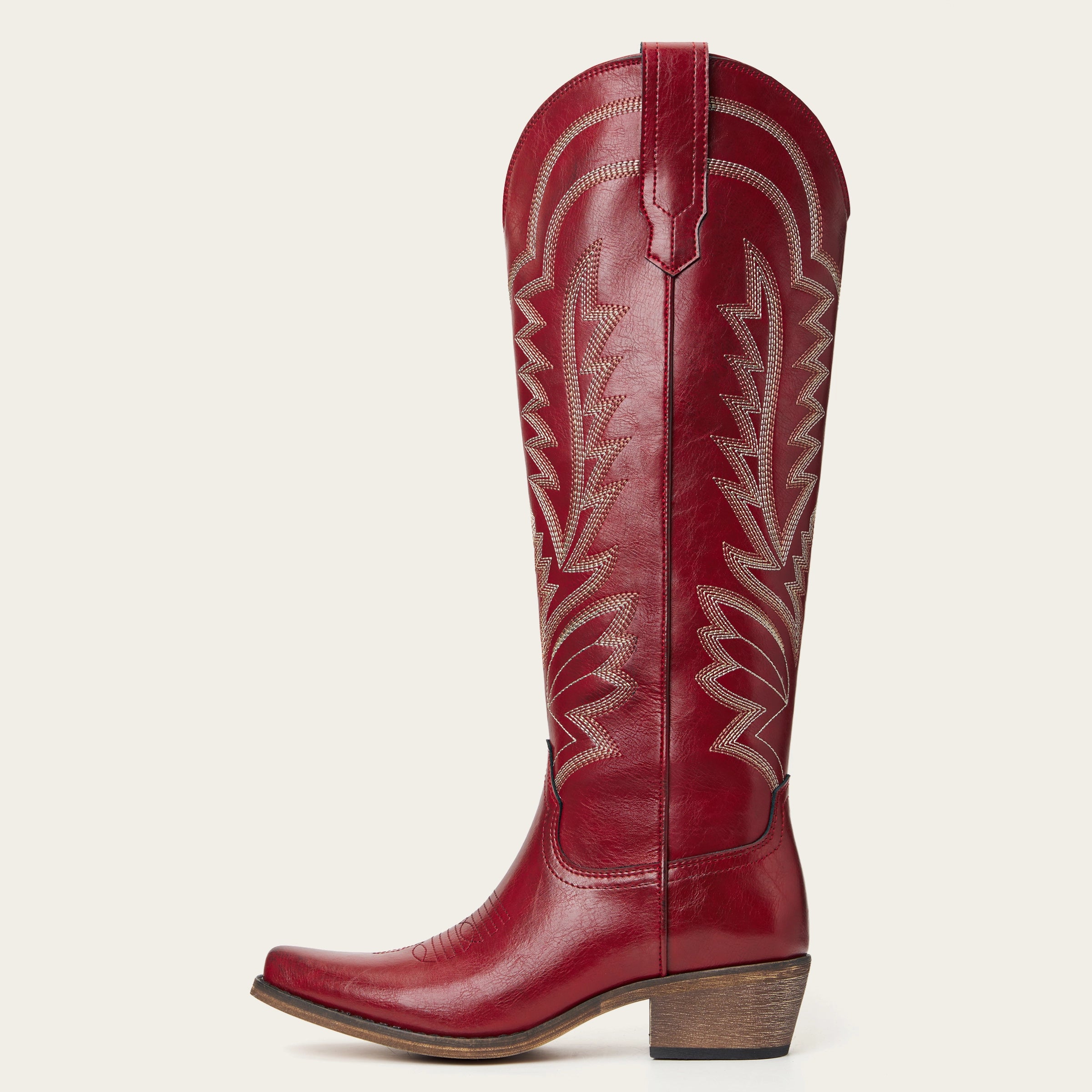 The Laurey - Crimson Embroidered Cowgirl Boots with Classic Western Flair