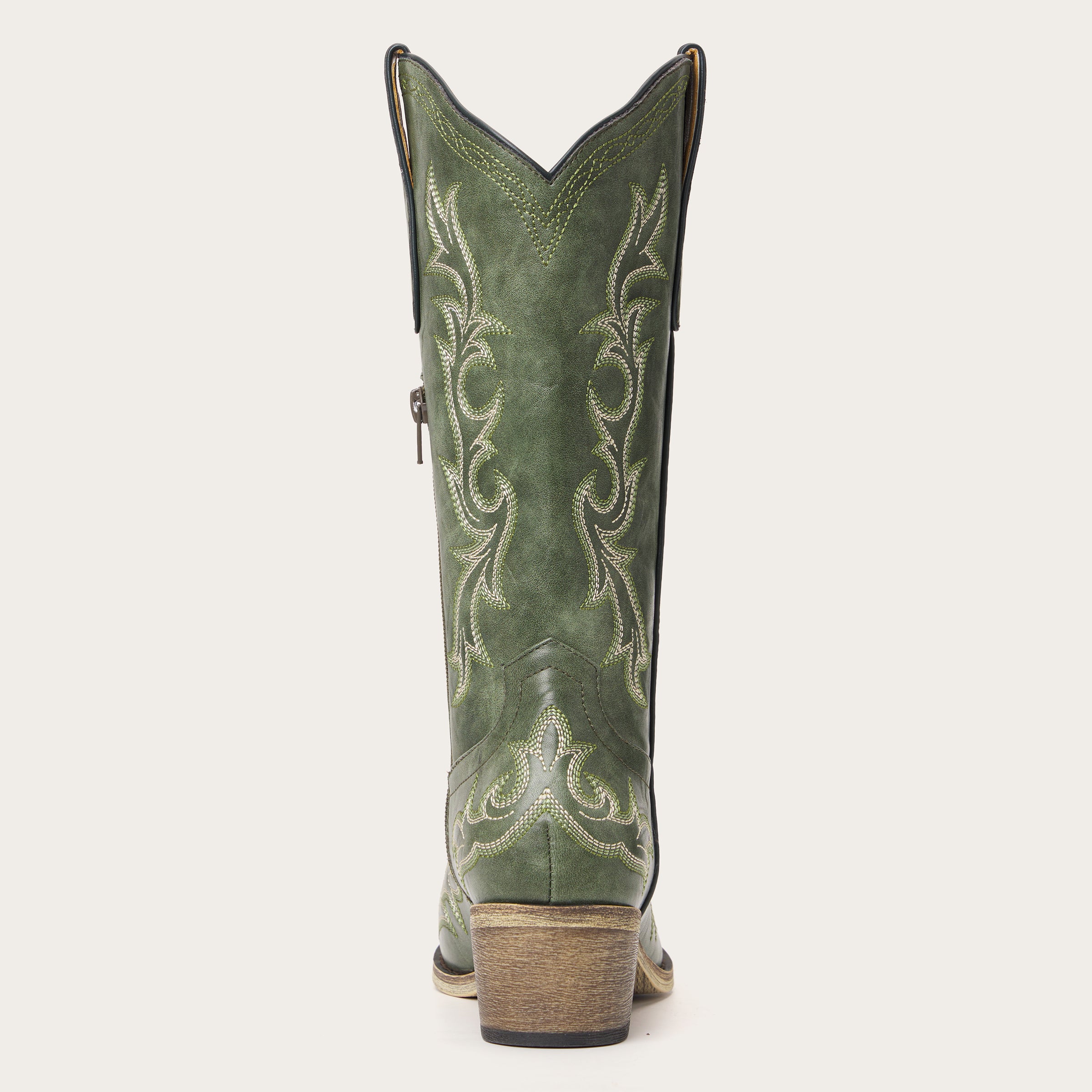 The Prairie Smoke – Olive Green Mid-calf Cowgirl Boots with Bold Embroidery