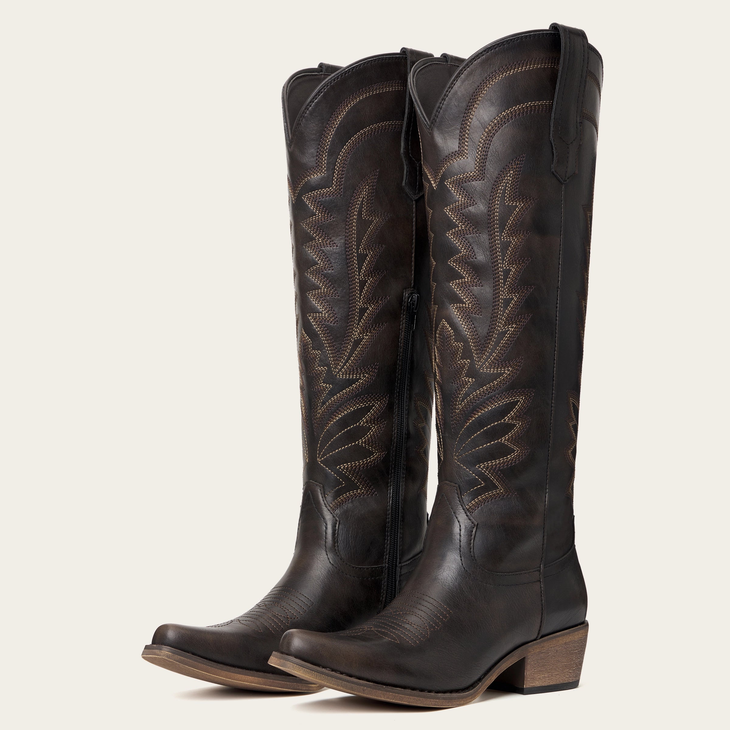 The Laurey - Espresso Embroidered Cowgirl Boots with Classic Western Flair
