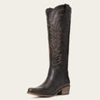 The Laurey - Espresso Embroidered Snip Toe Tall Cowgirl Boots with Side Zipper