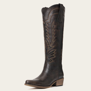 The Laurey - Espresso Embroidered Cowgirl Boots with Classic Western Flair