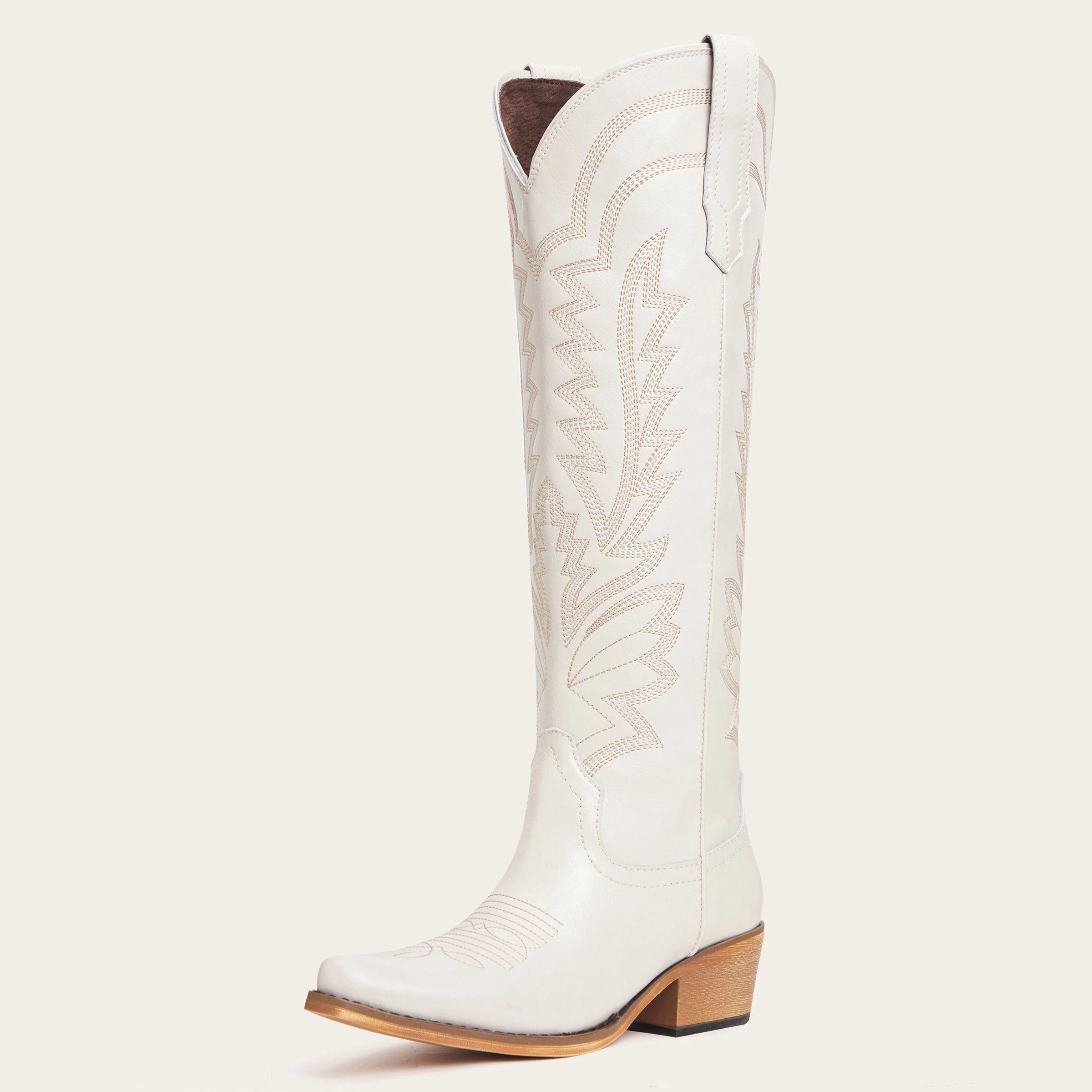 The Laurey - Ivory Embroidered Cowgirl Boots with Classic Western Flair