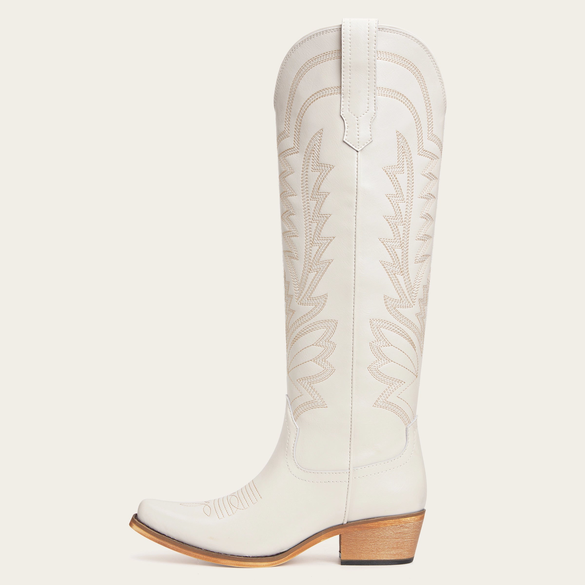 The Laurey - Ivory Embroidered Cowgirl Boots with Classic Western Flair