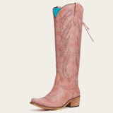 The Cattle – Dusty Rose Tall Western Boots with Tonal Embroidery