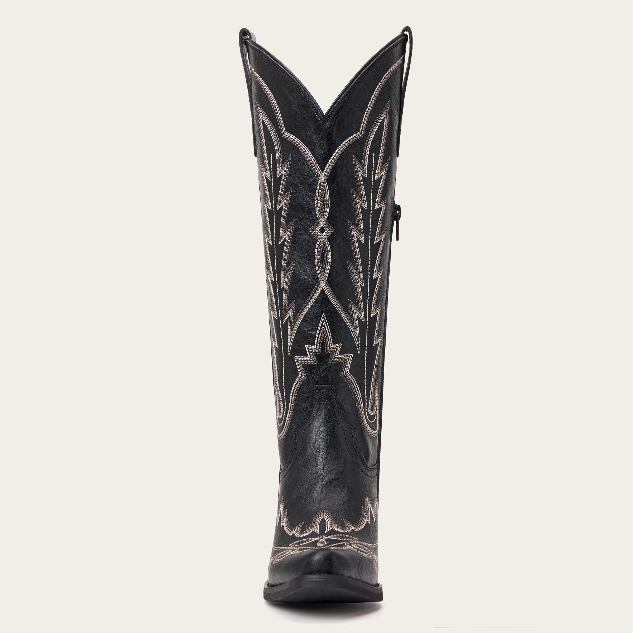The Rosemary - Black Classic Tall Cowgirl Boots with Embroidery