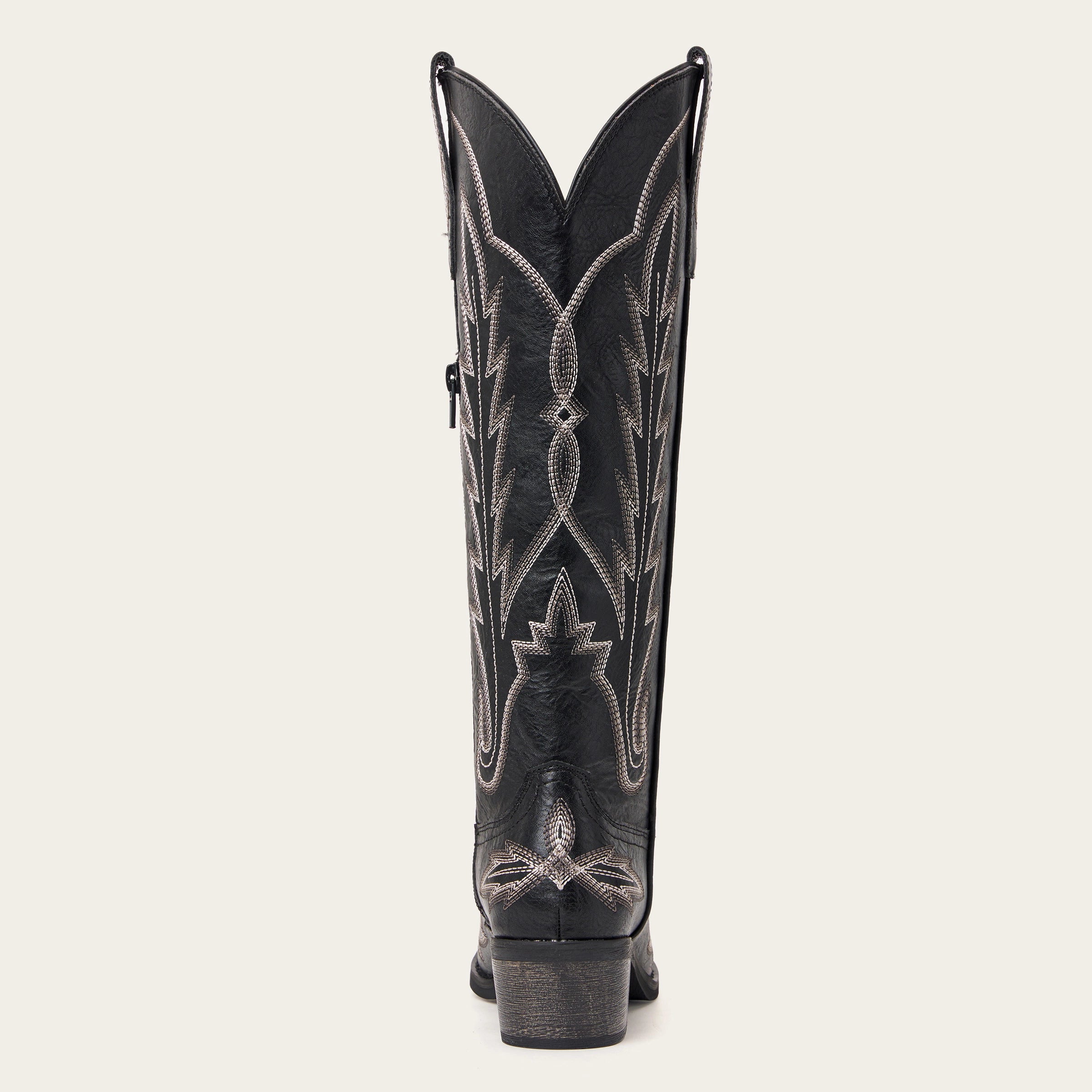 The Rosemary - Black Classic Tall Cowgirl Boots with Embroidery