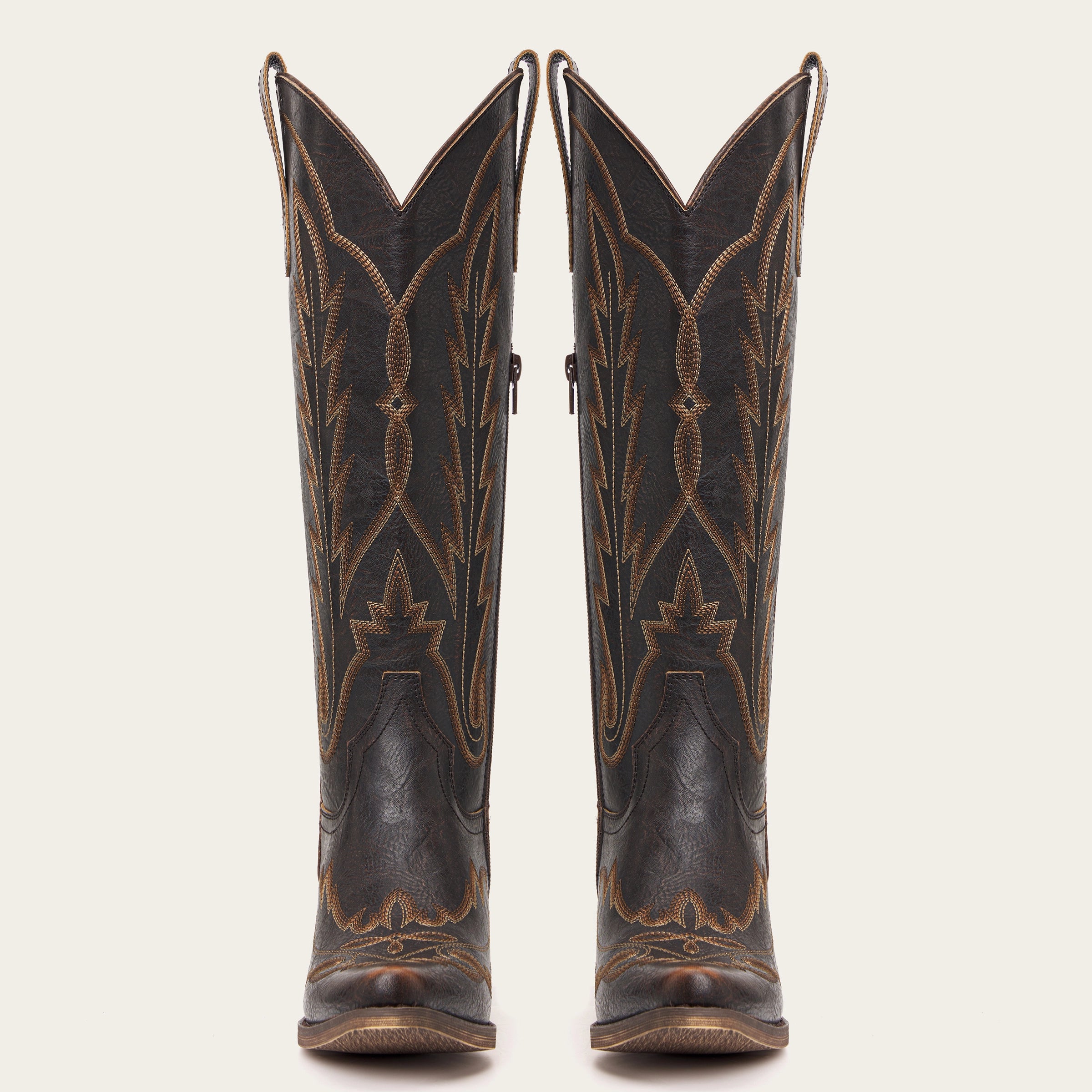 The Rosemary - Dark Brown Classic Tall Cowgirl Boots with Embroidery
