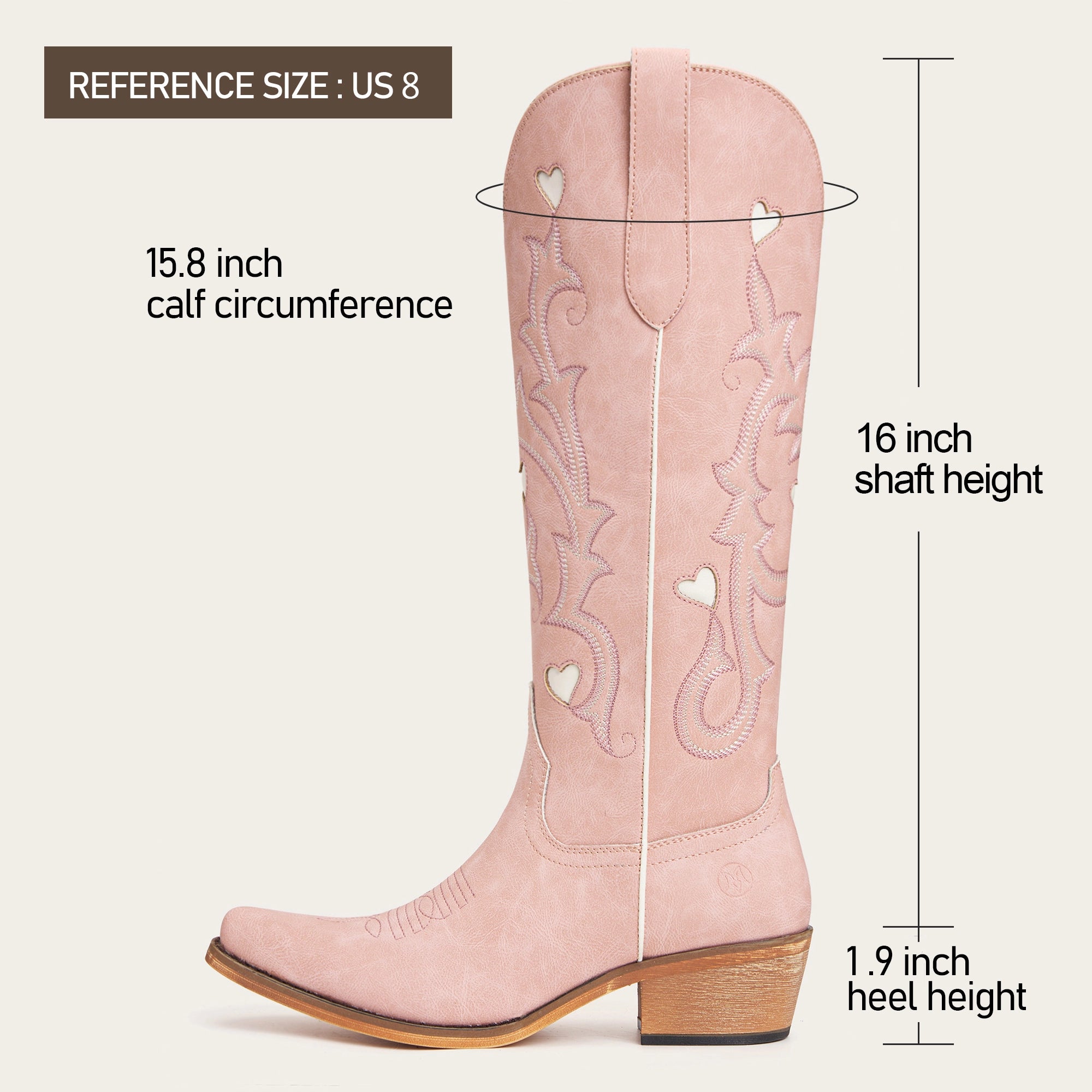 The Hallie - Pink Heart Cutouts Embroidered Western Cowgirl Boots