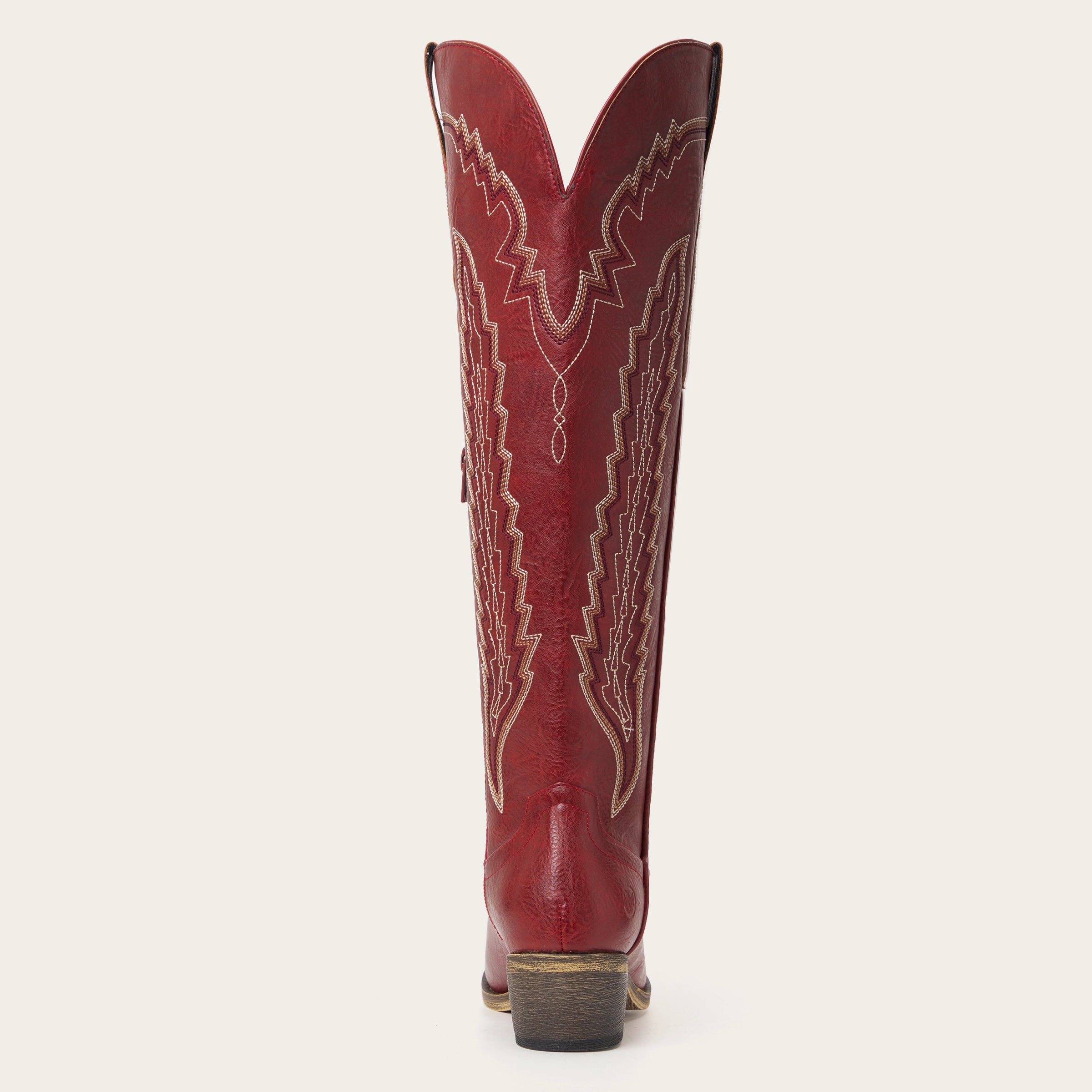 The Crimson Fire – Red Wide Calf Over-the-knee Cowgirl Boots with Fire Embroidery