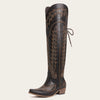 The Ross - Espresso Over-the-Knee Wide Calf Cowgirl Boots with Back Tie & Embroidery
