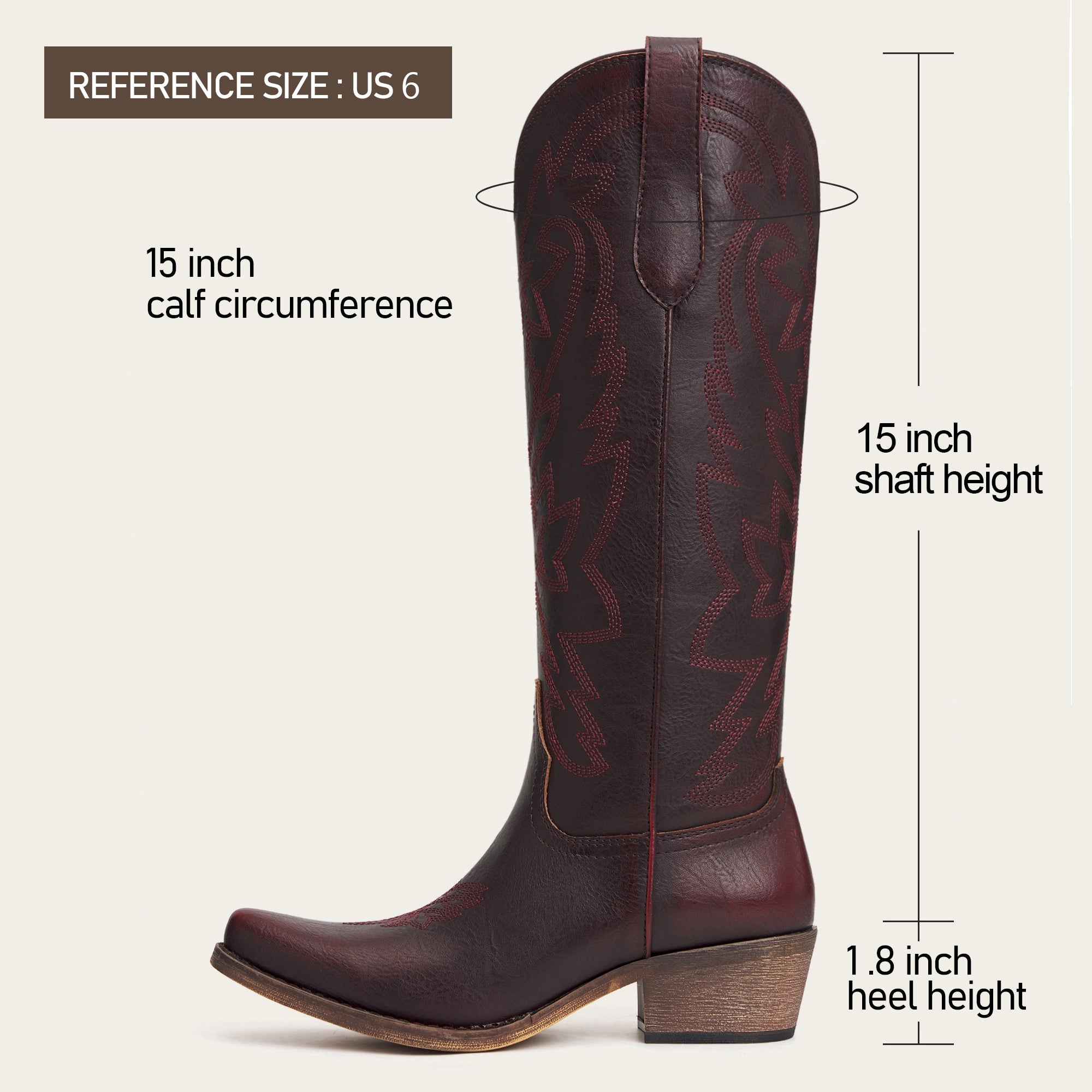 The Molly Wood - Mahogany Embroidered Tall Western Cowgirl Boots with Side Zipper