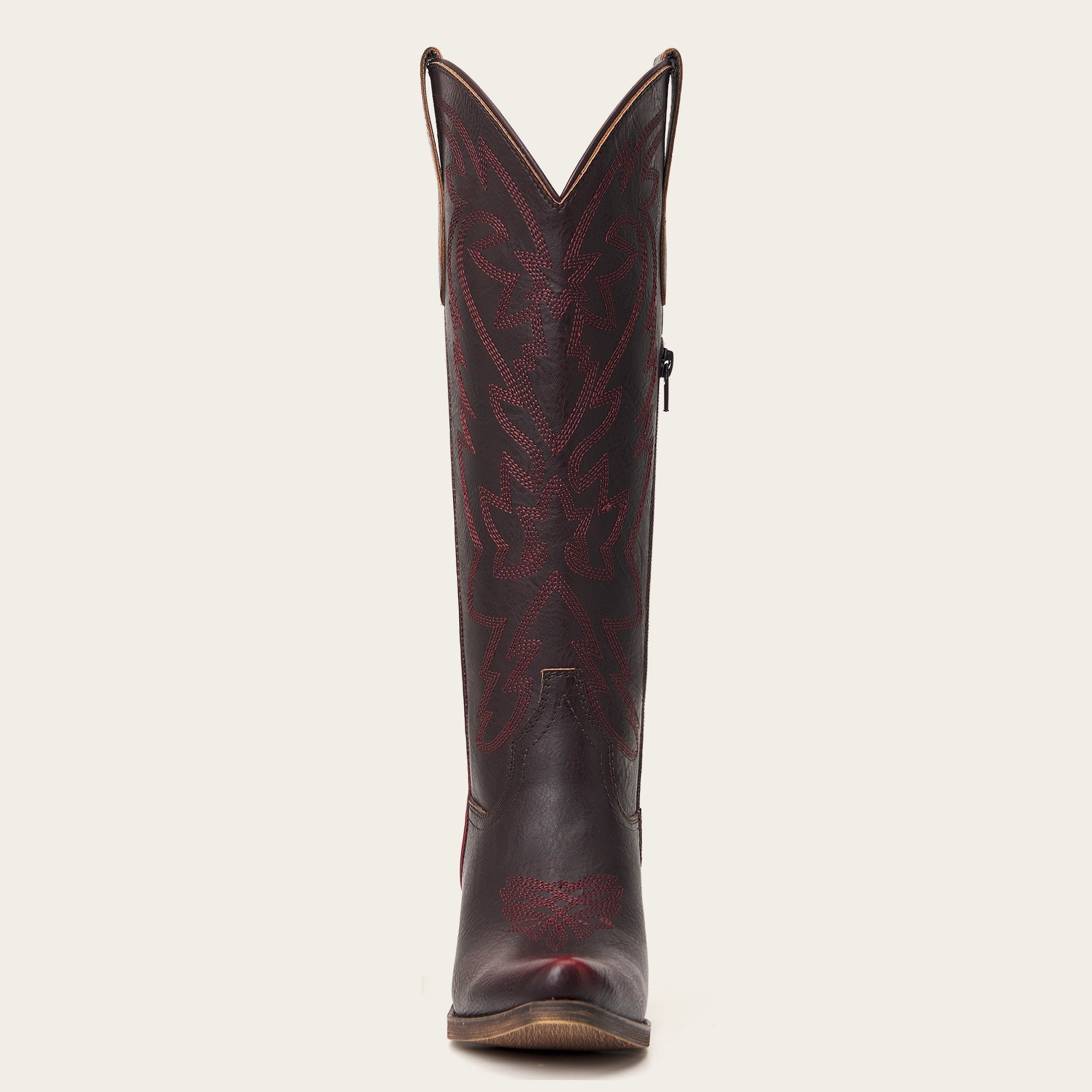 The Molly Wood - Mahogany Snip Toe Embroidered Cute Comfortable Tall Cowgirl Boots