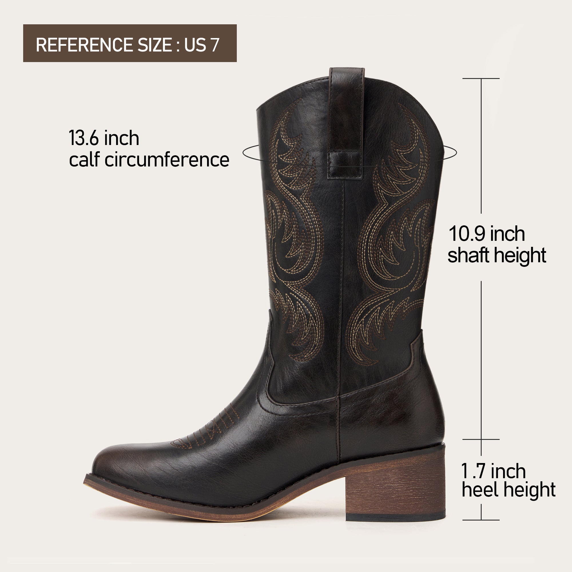 The Bronco - Black Square Toe Short Cowgirl Boots with Western Embroidery