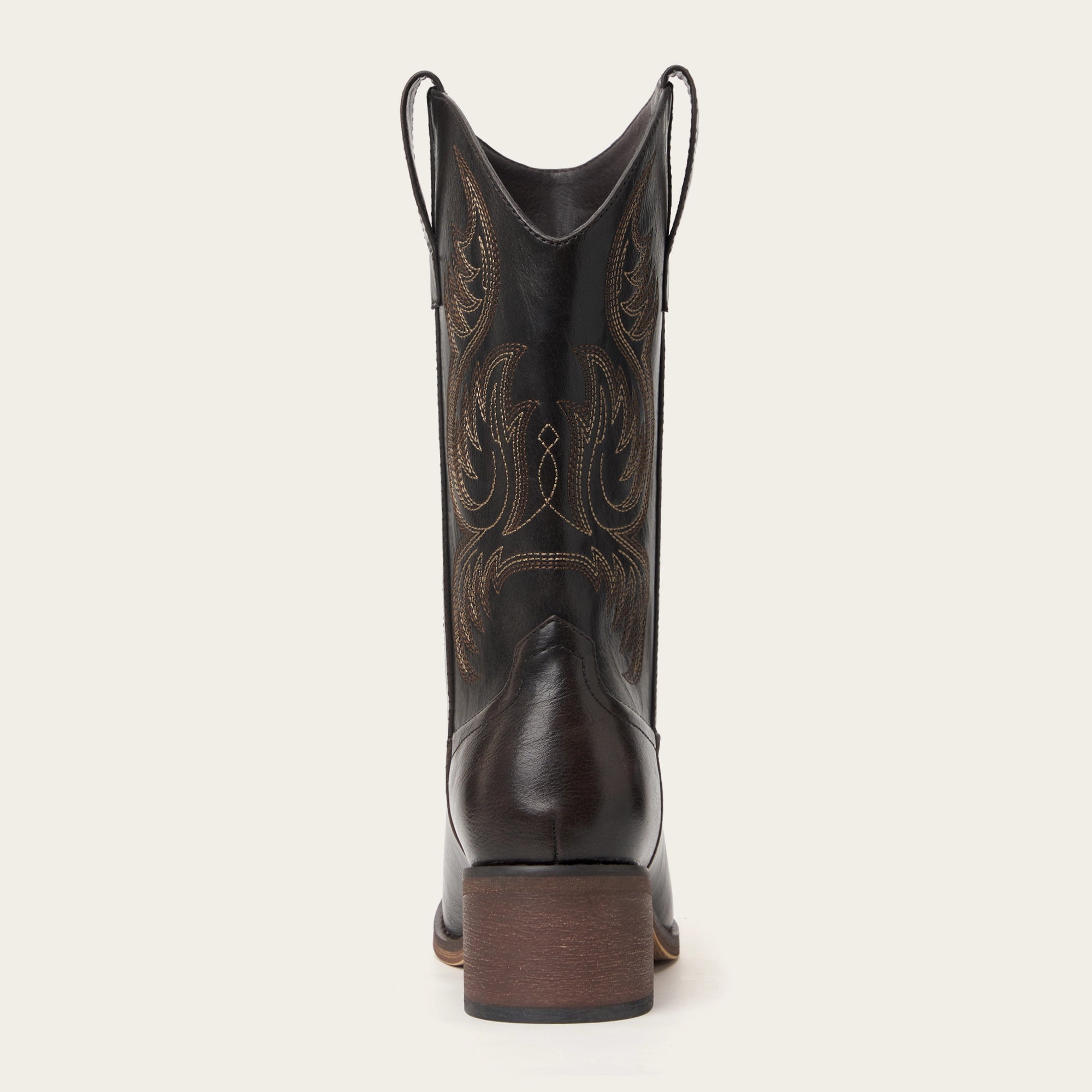 The Bronco - Black Square Toe Embroidered Mid-calf Cowgirl Boots