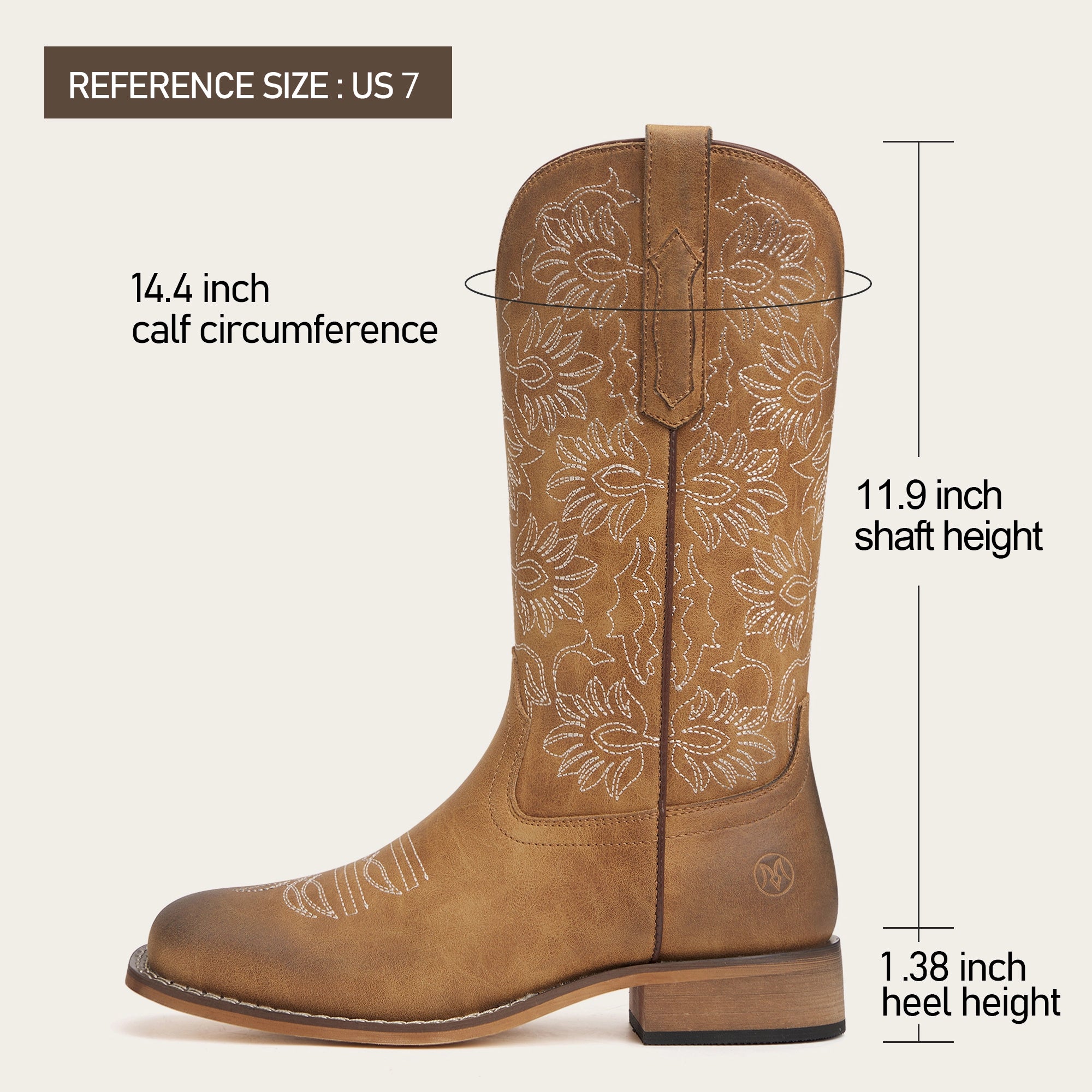 The Savannah – Floral Stitch Square Toe Cowgirl Boots