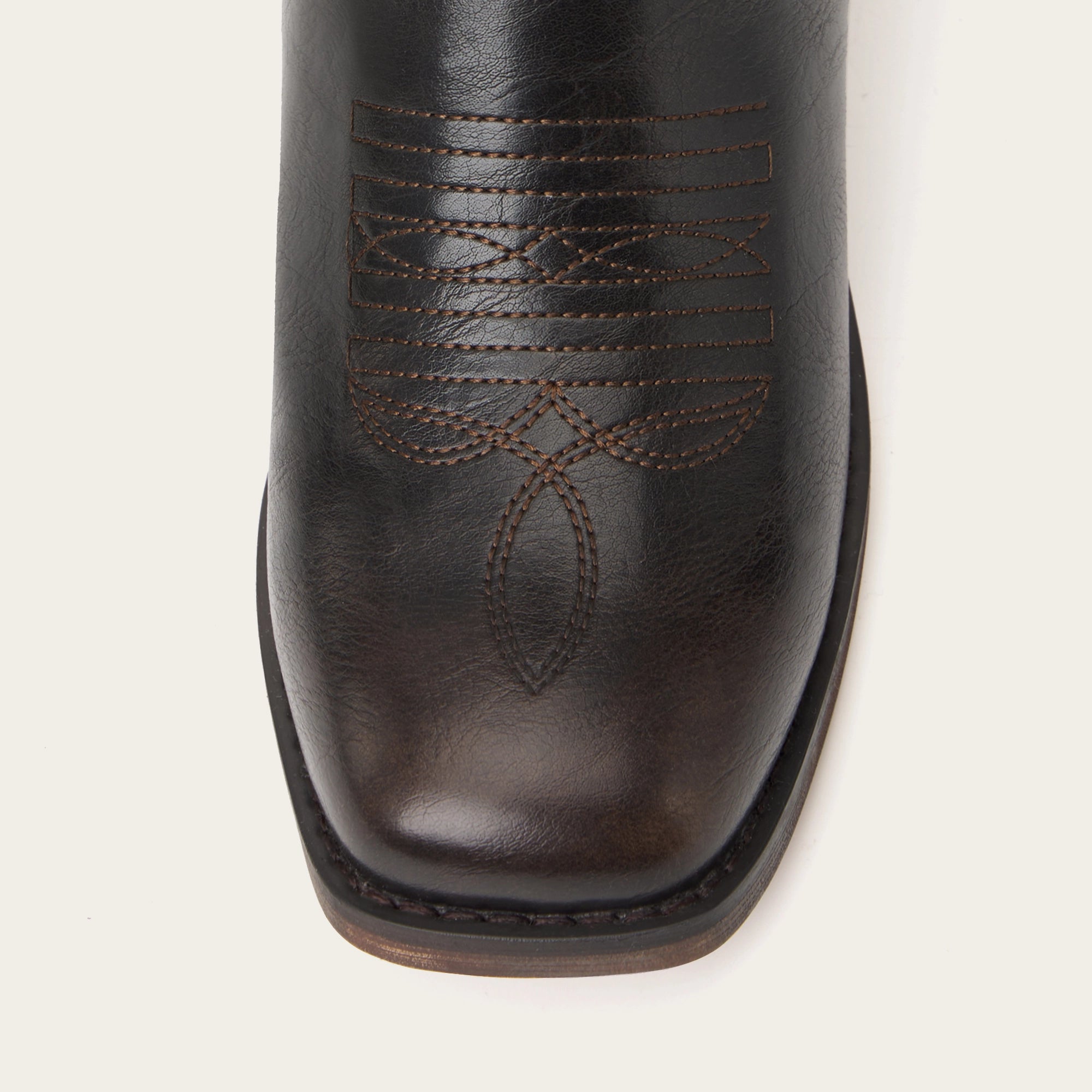 The Bronco - Black Square Toe Embroidered Mid-calf Cowgirl Boots