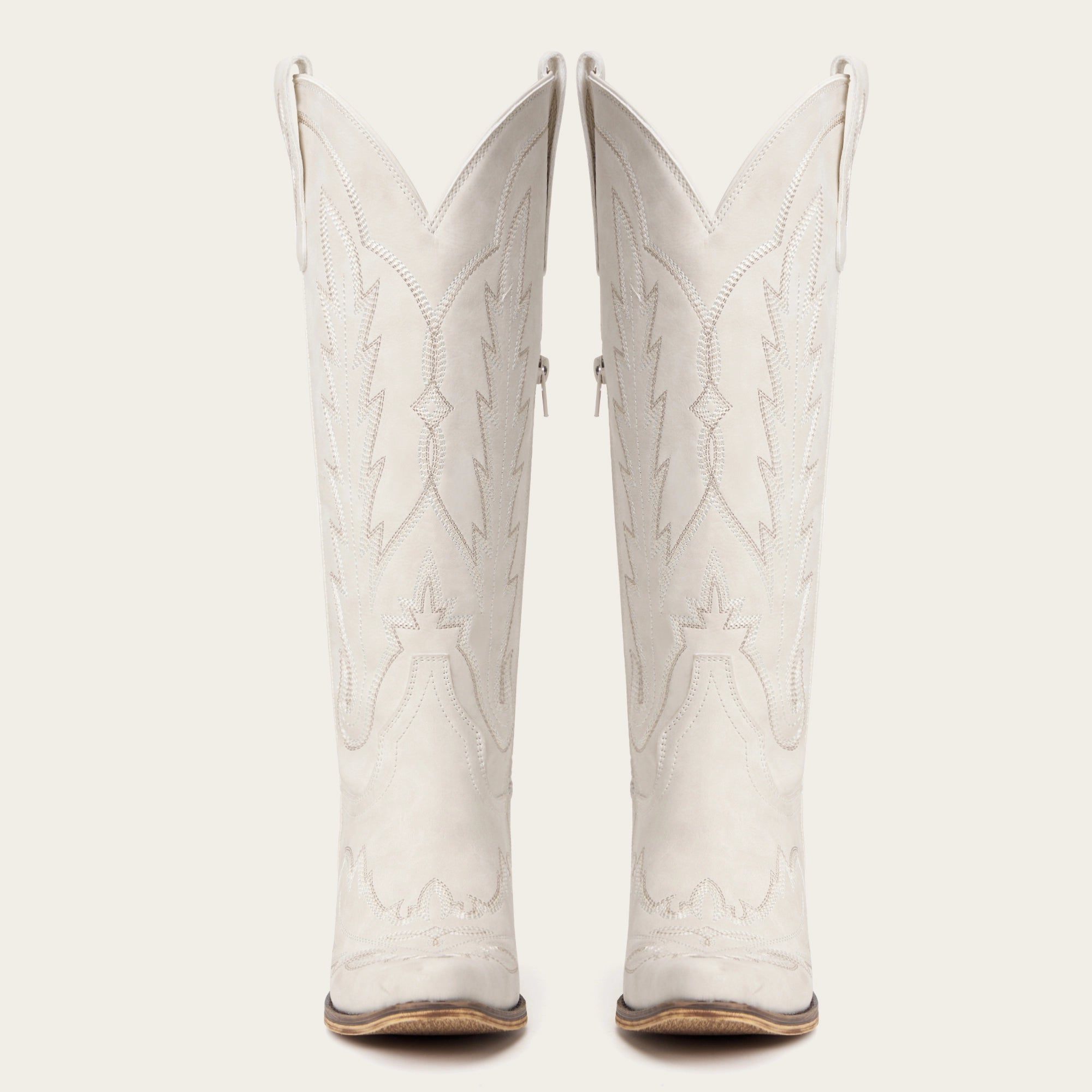 The Rosemary - Cream Classic Tall Cowgirl Boots with Embroidery
