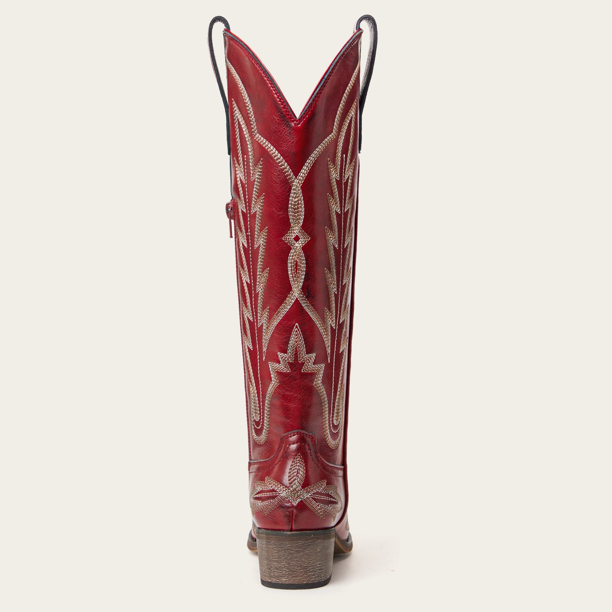 The Rosemary - Crimson Leather Classic Tall Cowgirl Boots with Embroidery