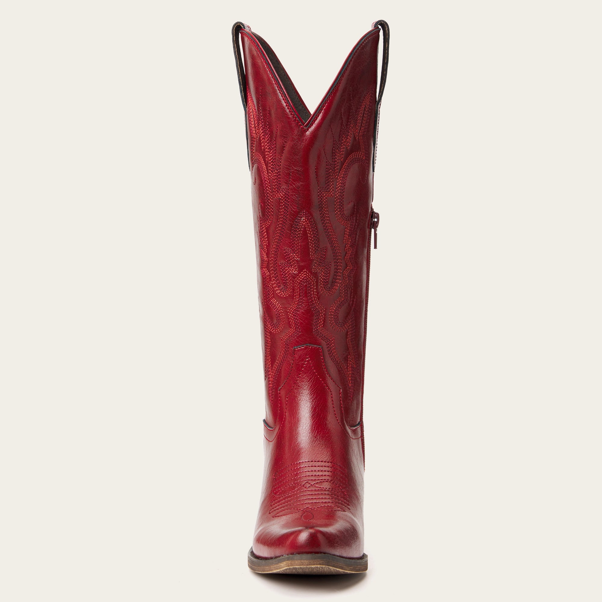 The Phoenix - Crimson Short Tall Cowboy Boots with Classic Western Embroidery
