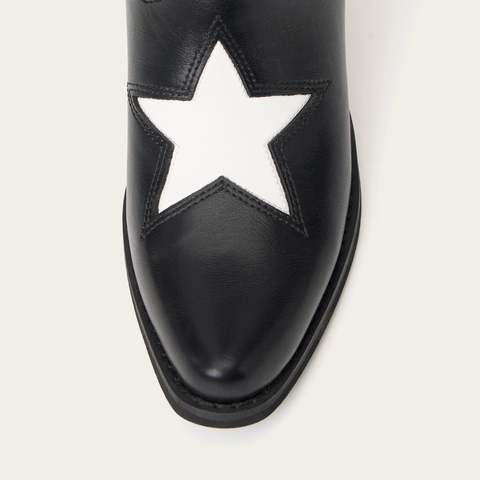 The Hensley - Black Starry Tall Cowgirl Boots with White Embroidery