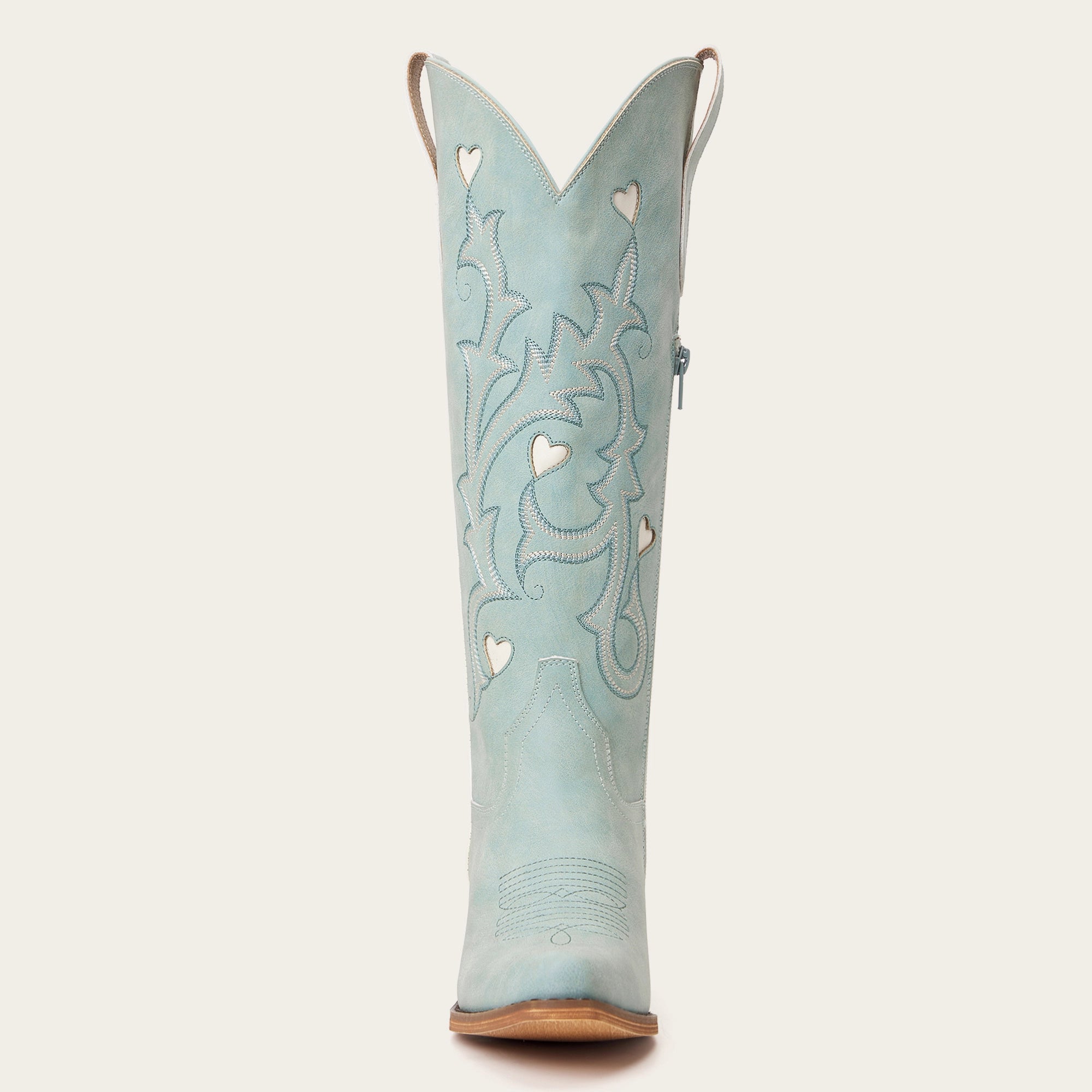 The Hallie - Blue Heart Cutouts Embroidered Western Cowgirl Boots