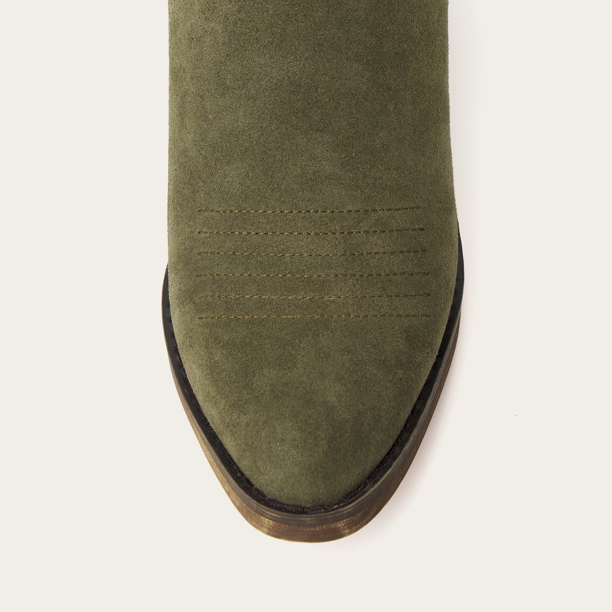 The Withersteen – Olive Suede Tall Cowgirl Boots with Bold Embroidery and Lace-Up Back